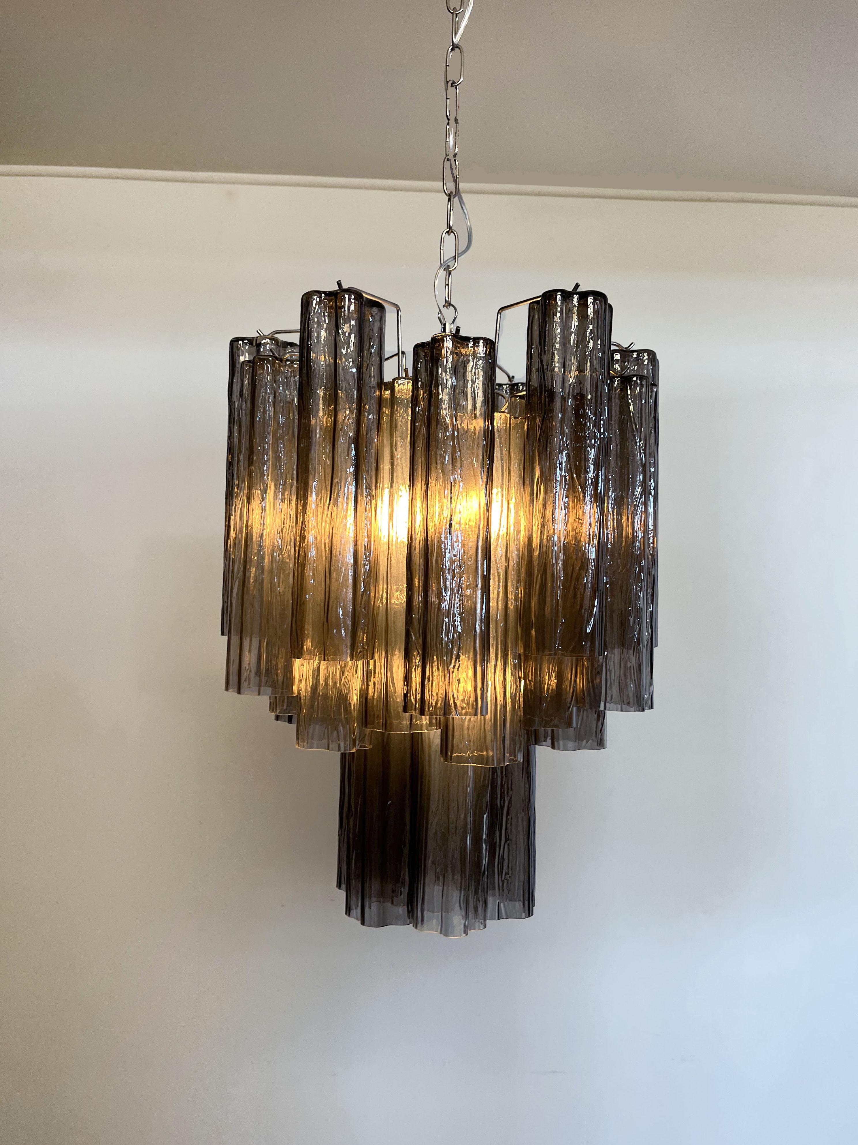 Fantastic Murano smoked Glass Tube Chandelier For Sale 6