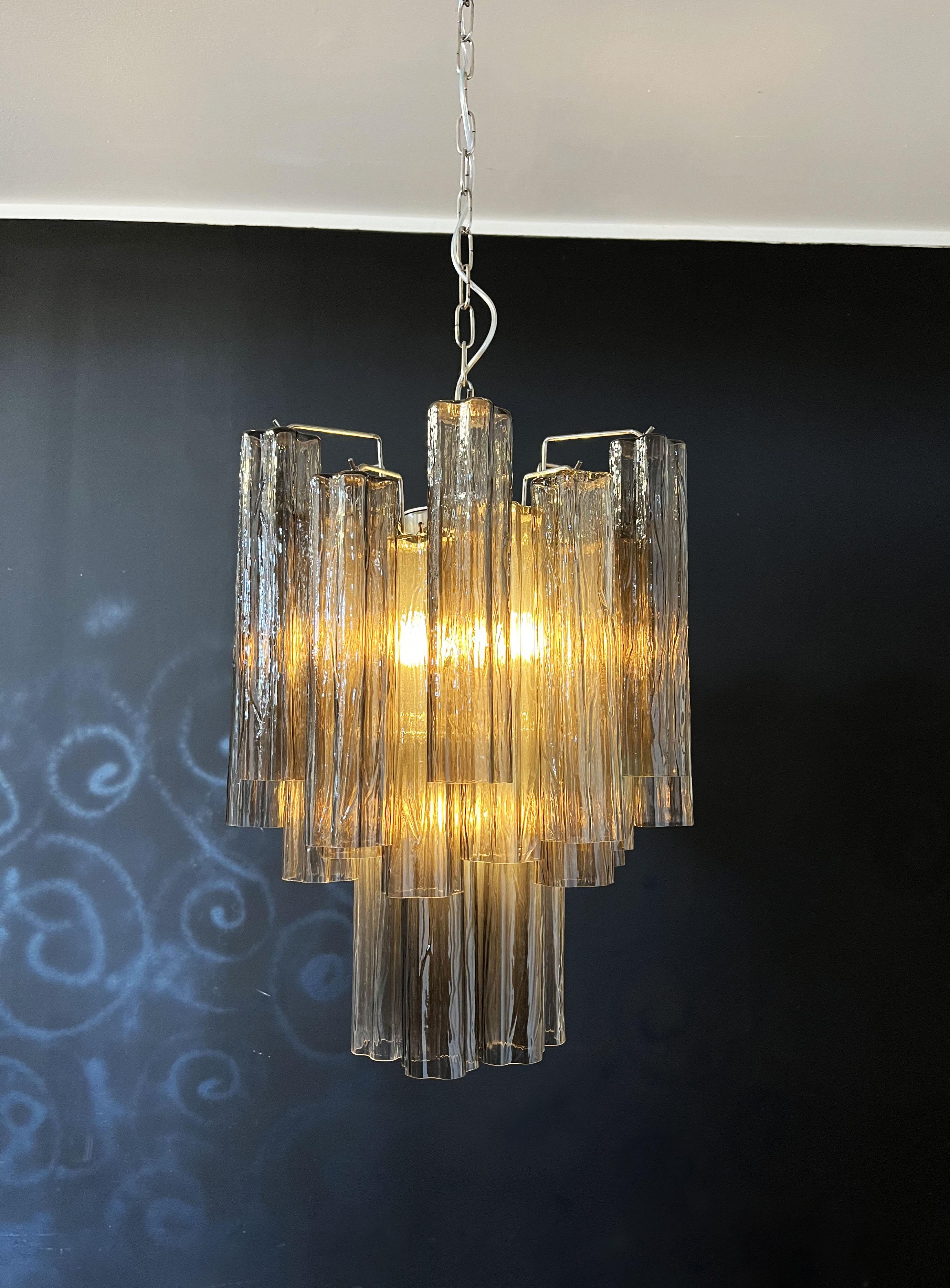 Fantastic Murano smoked Glass Tube Chandelier For Sale 7