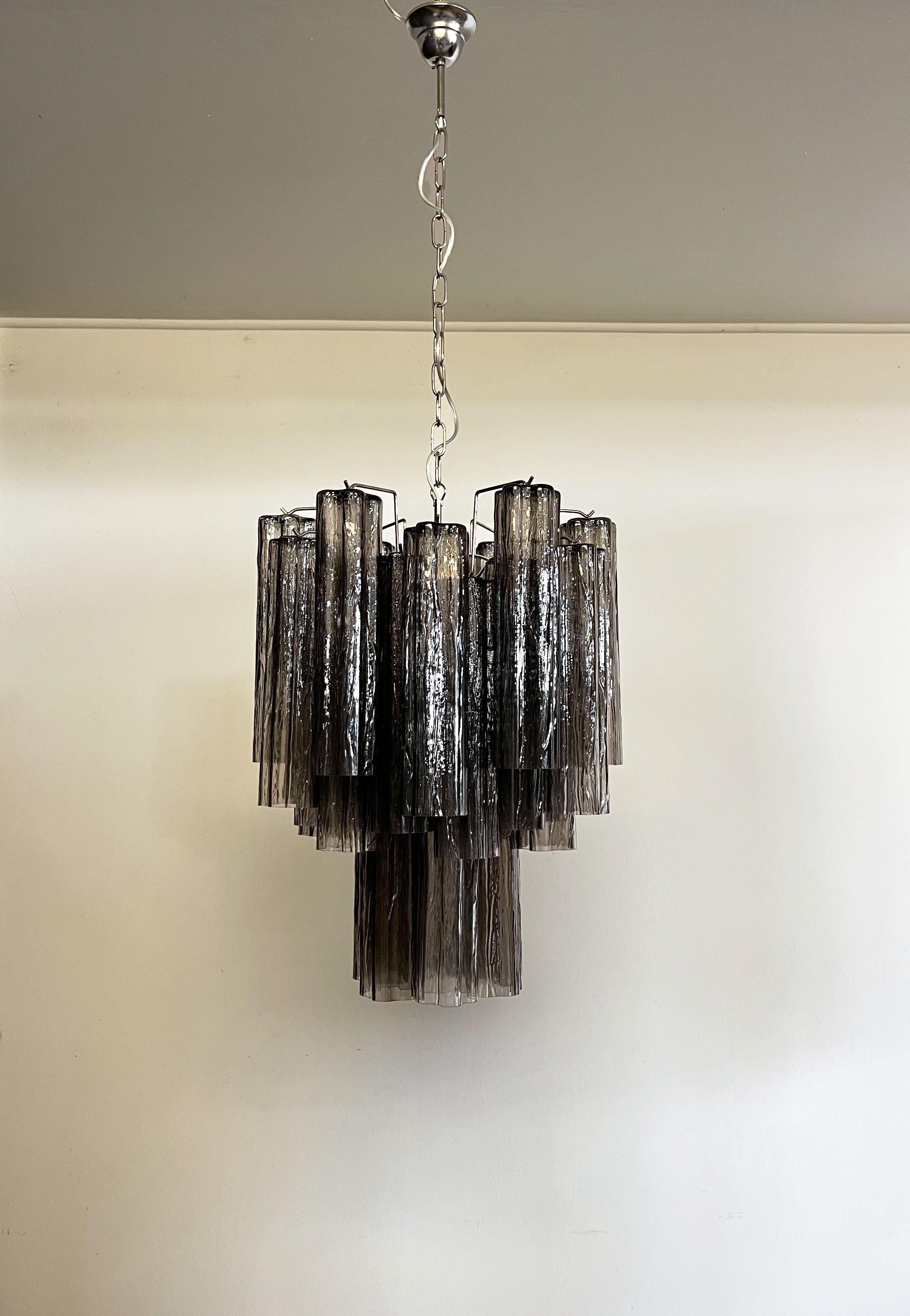 Fantastic Murano smoked Glass Tube Chandelier For Sale 8