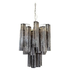 Retro Fantastic Murano smoked Glass Tube Chandelier