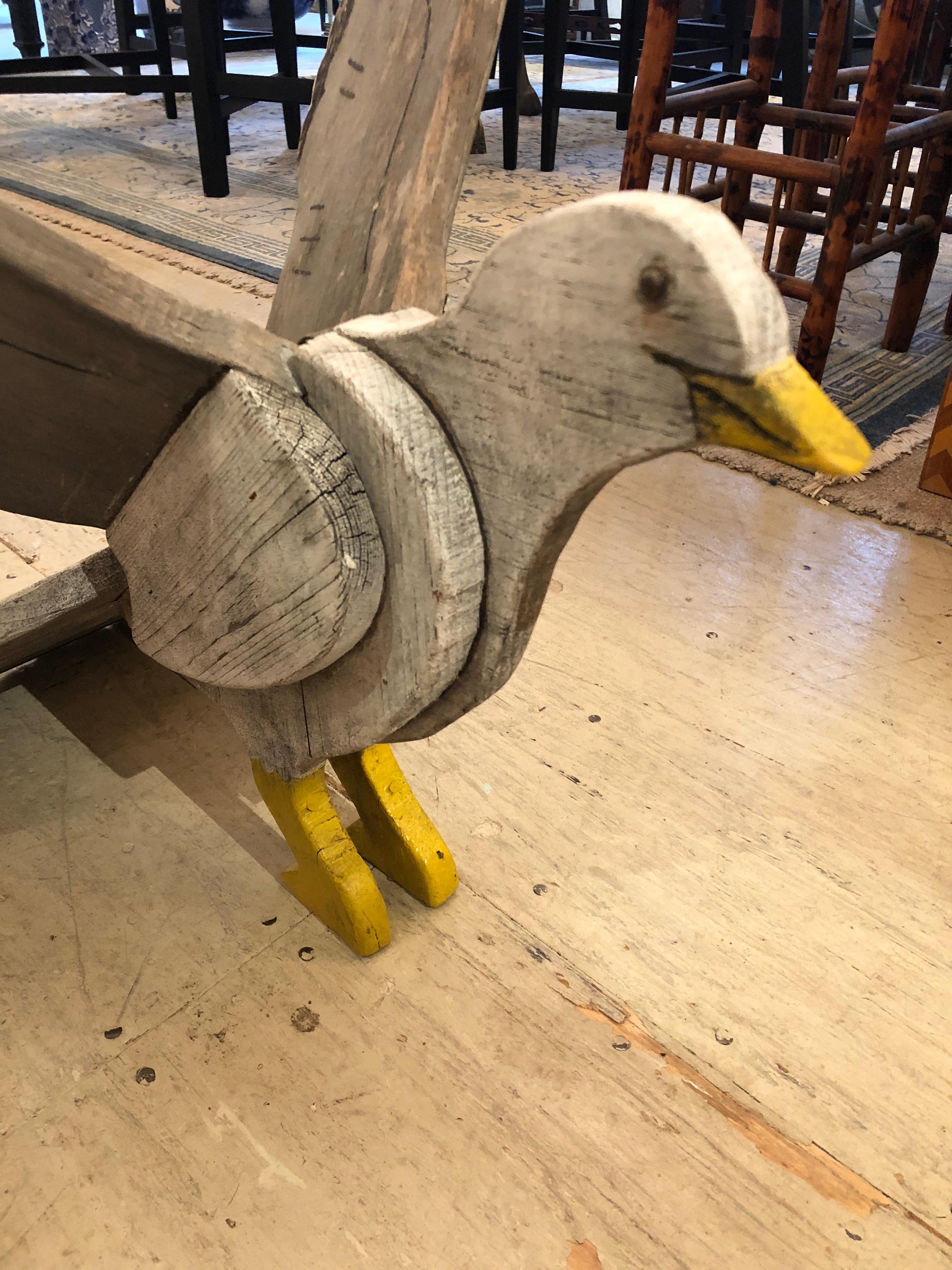 Fantastic Nantucket Hand Carved and Painted Folk Art Seagull Sculpture For Sale 3