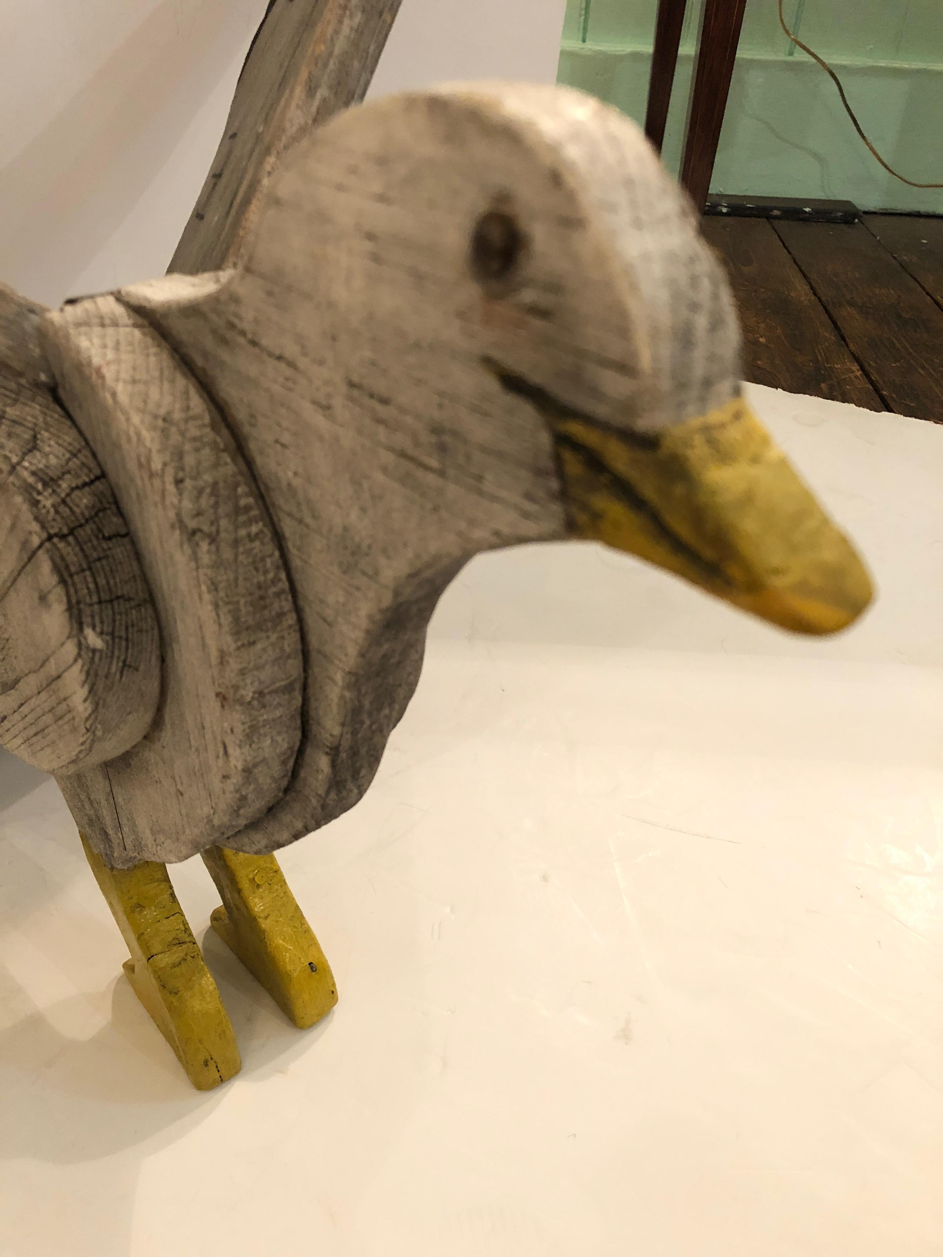 Fantastic Nantucket Hand Carved and Painted Folk Art Seagull Sculpture In Distressed Condition For Sale In Hopewell, NJ