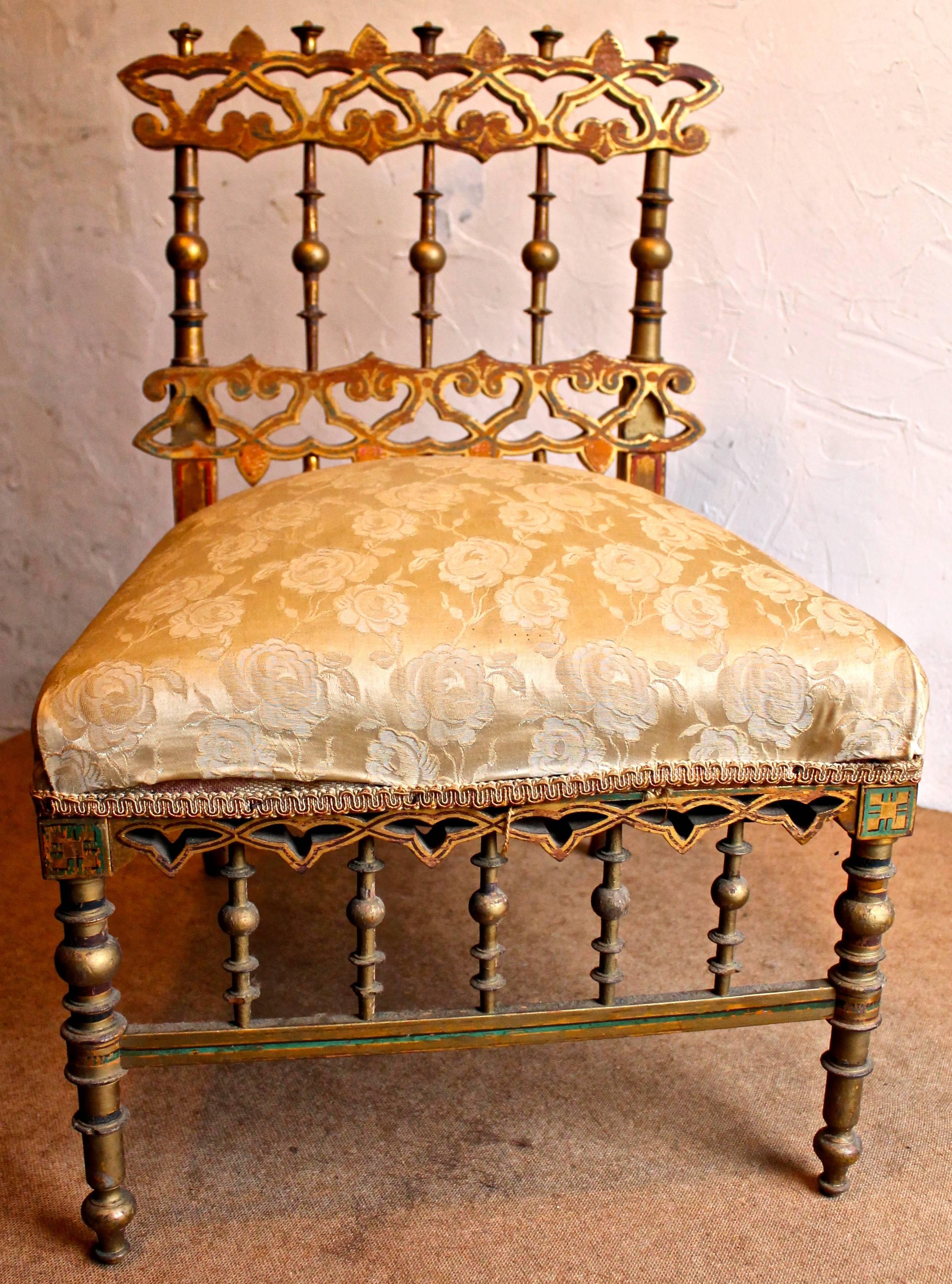 A Russian/Orientalist inspired proto aesthetic movement slipper chair from the Napoleon III (1852-1870) period.