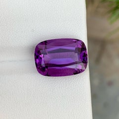 9.80 Carat Natural Loose Deep Purple Amethyst Cushion Cut Brazilian Gemstone