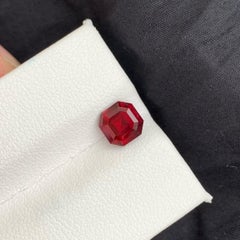 1.70 Carat Natural Loose Red Rhodolite Garnet Asscher Cut Malawi Gemstone