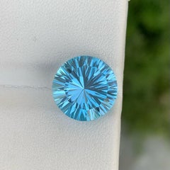 Fantastic Natural Swiss Blue Topaz Gemstone 7.35 Carats Round Shape Topaz