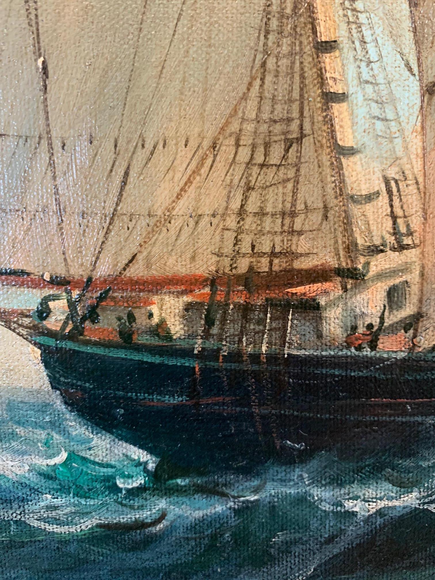 Fantastic Nautical Painting of Multi Sailed Vessel 1