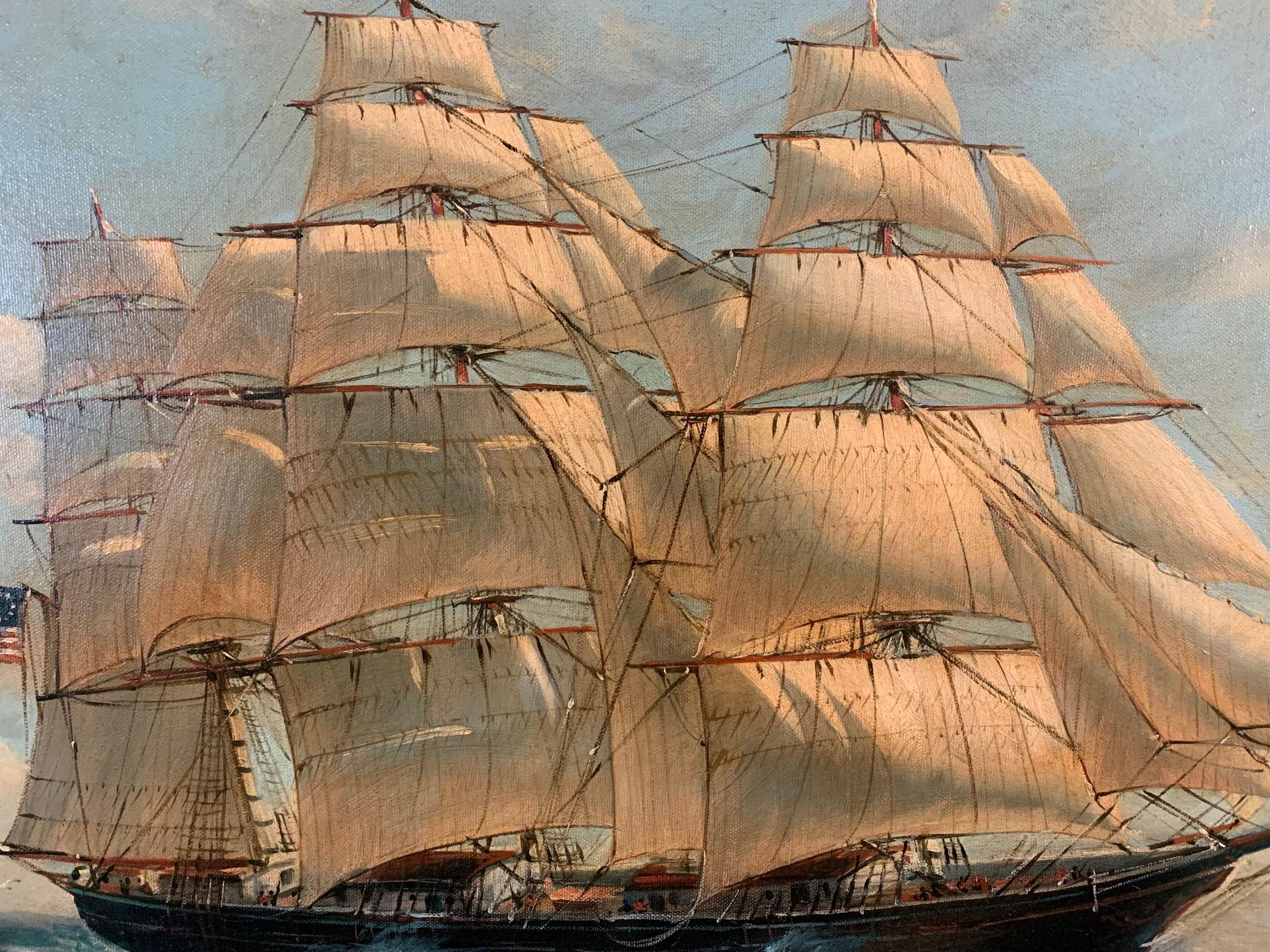 Fantastic Nautical Painting of Multi Sailed Vessel 2