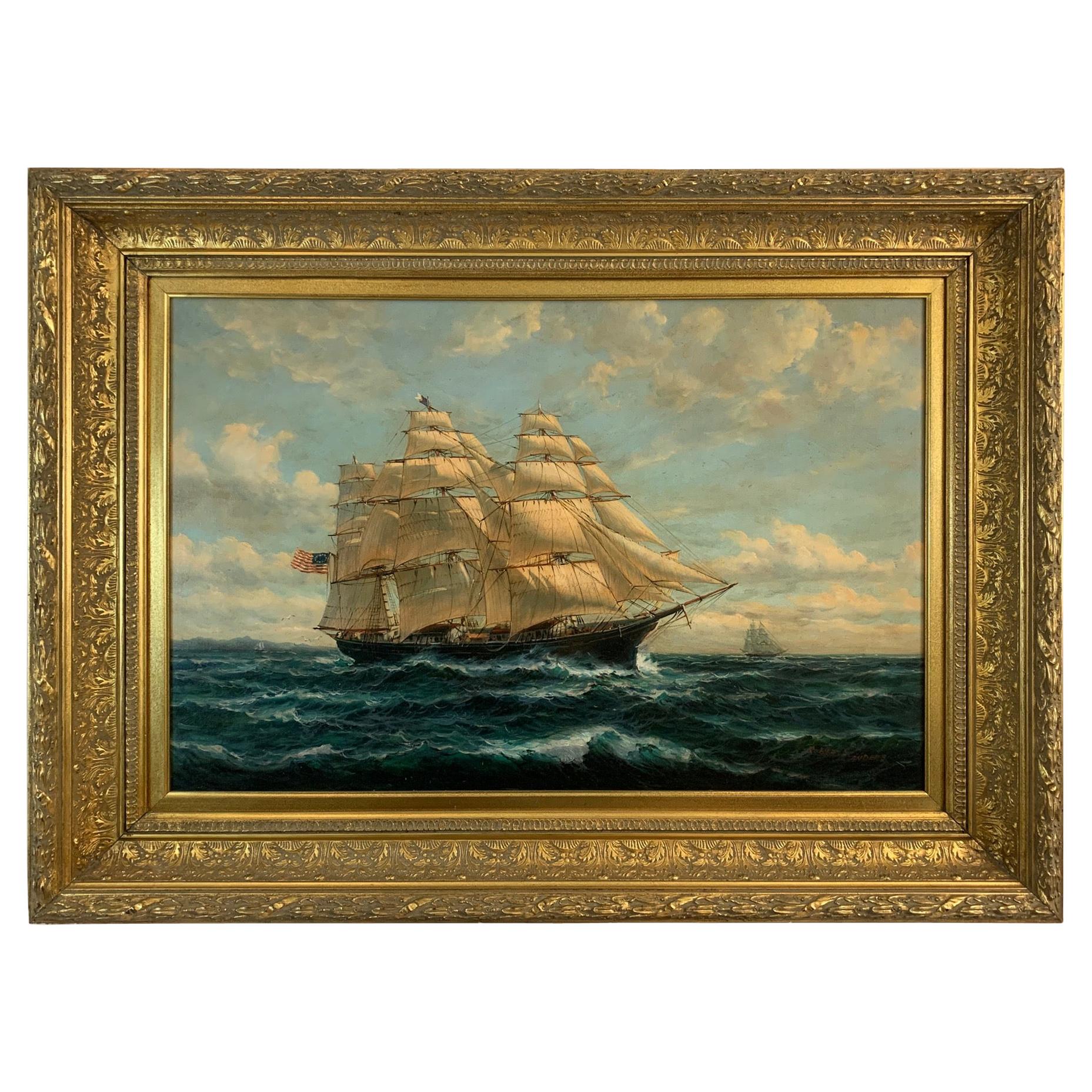 Fantastic Nautical Painting of Multi Sailed Vessel