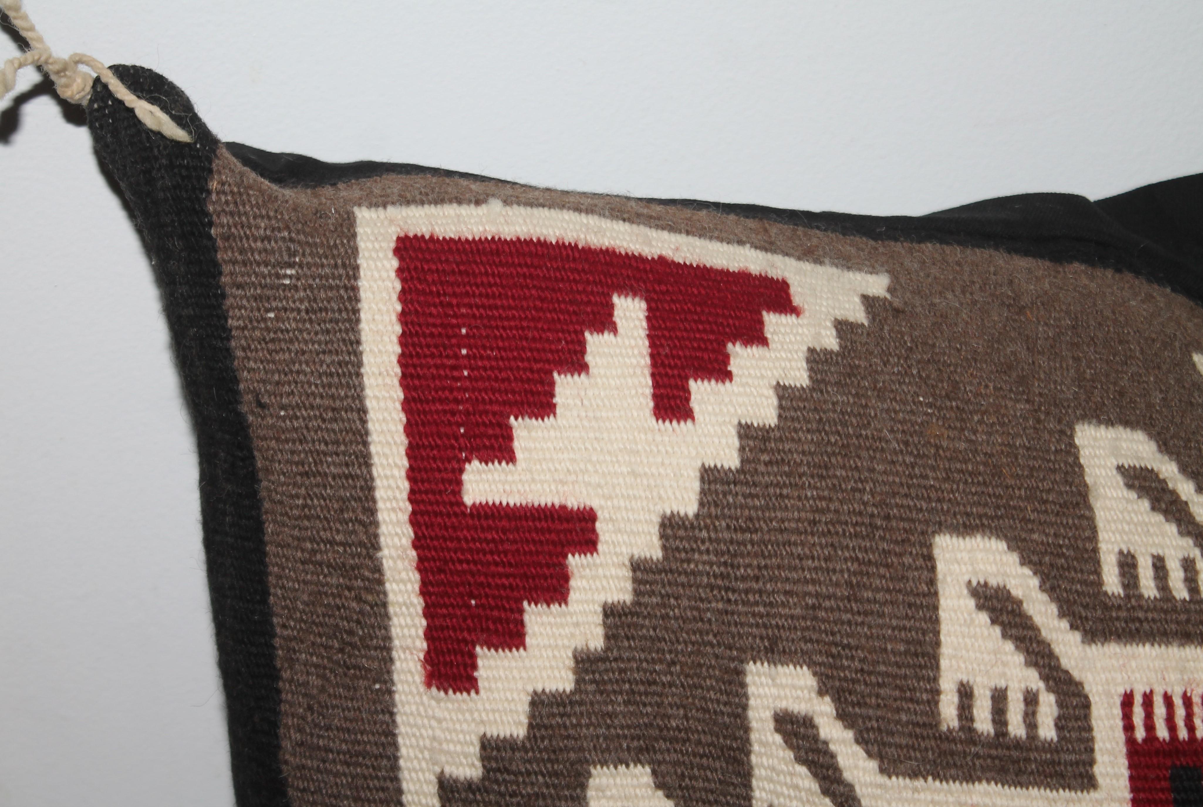 Hand-Crafted Fantastic Navajo Two Grey Hills Weaving Pillow