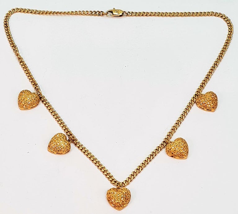 Fantastic Necklace 5 Diamonds '0.91ct' Studded Hearts 585 Gold For Sale at  1stDibs