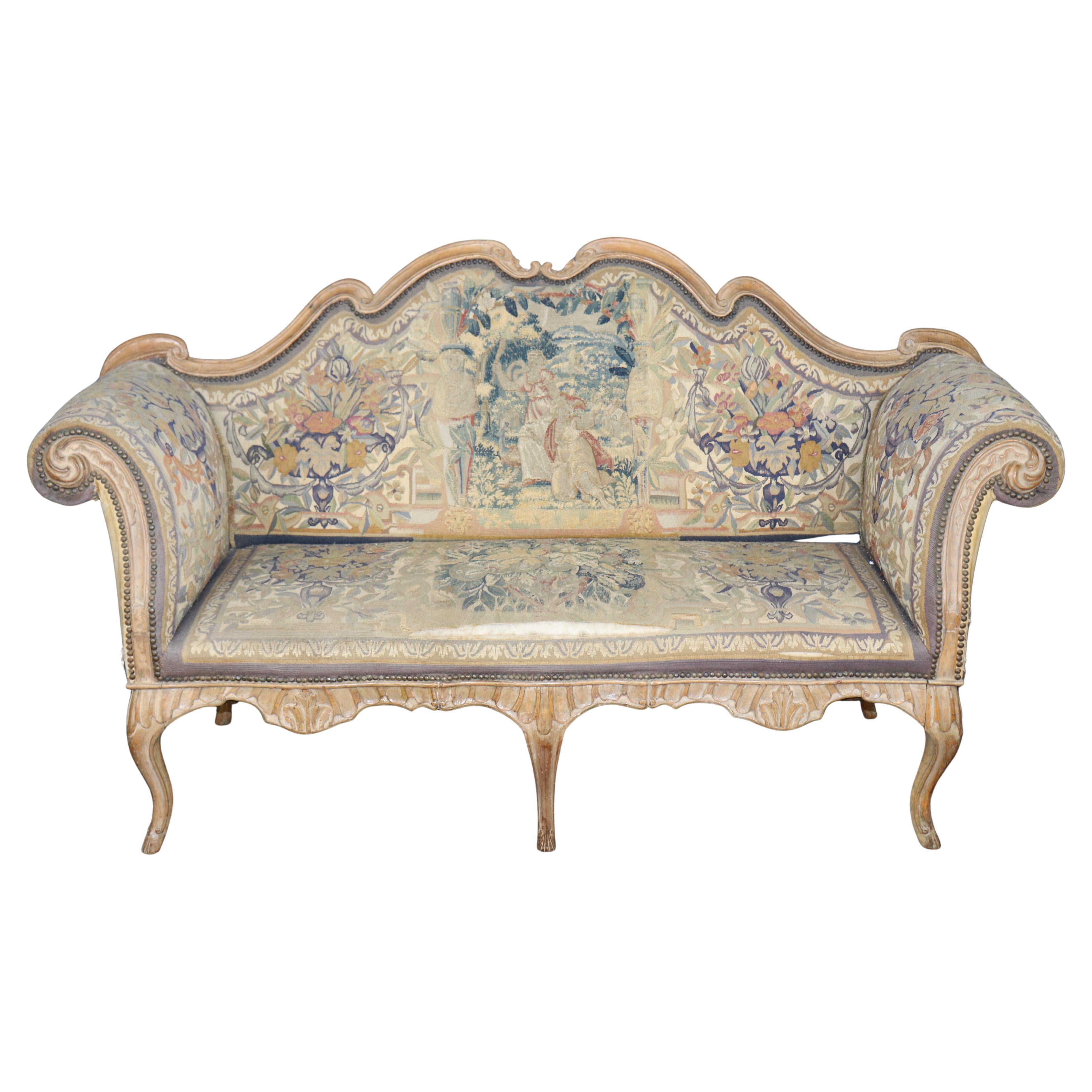 Fantastic Needlepoint Upholstered Venetian or Italian Louis XV Style Settee