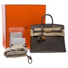 Fantastic New Hermes Birkin 25cm handbag in Etain Togo leather, GHW