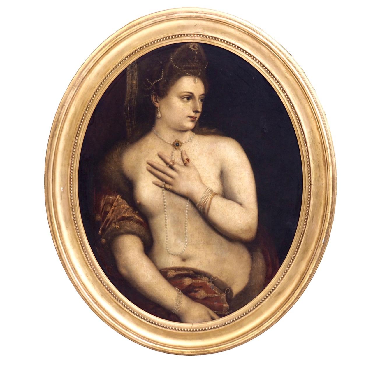 Fantastisches Gemälde einer Frau, wahrscheinlich italienisch, 1680-1710 im Angebot
