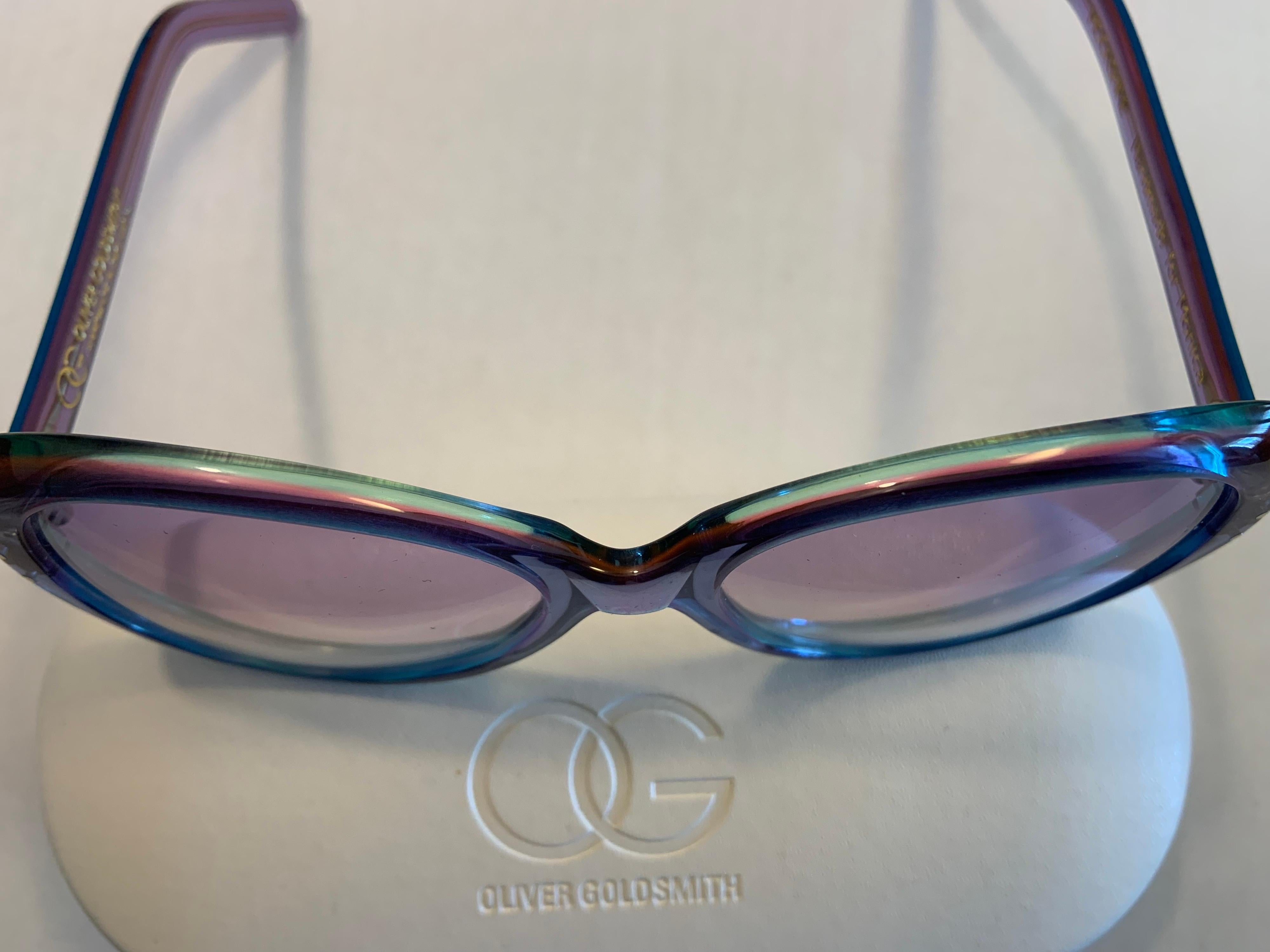 Women's Fantastic Oliver Goldsmith MOONSHINE Sunglasses Lavender Green and  Magenta NIB For Sale