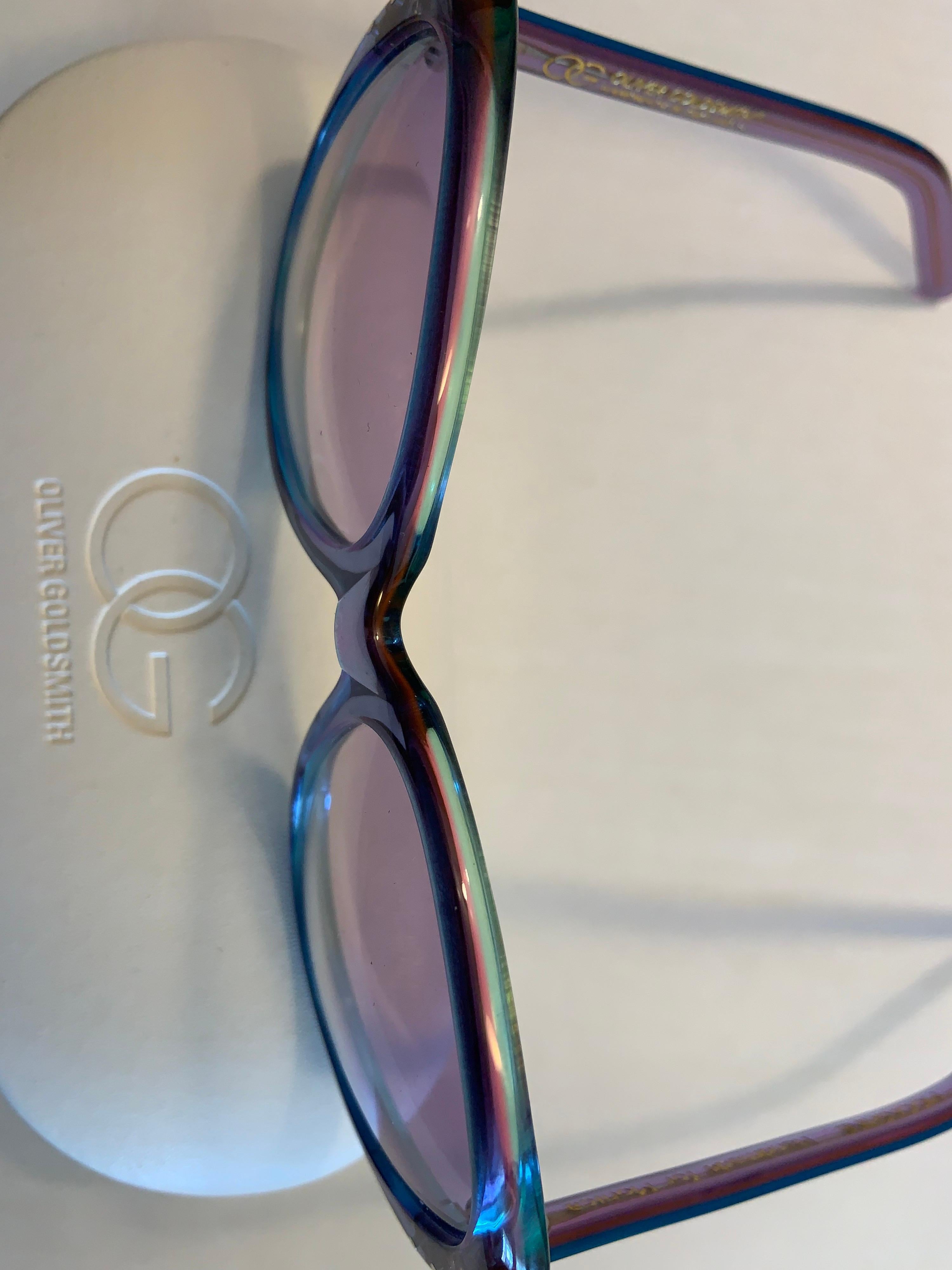 Fantastic Oliver Goldsmith MOONSHINE Sunglasses Lavender Green and  Magenta NIB For Sale 1