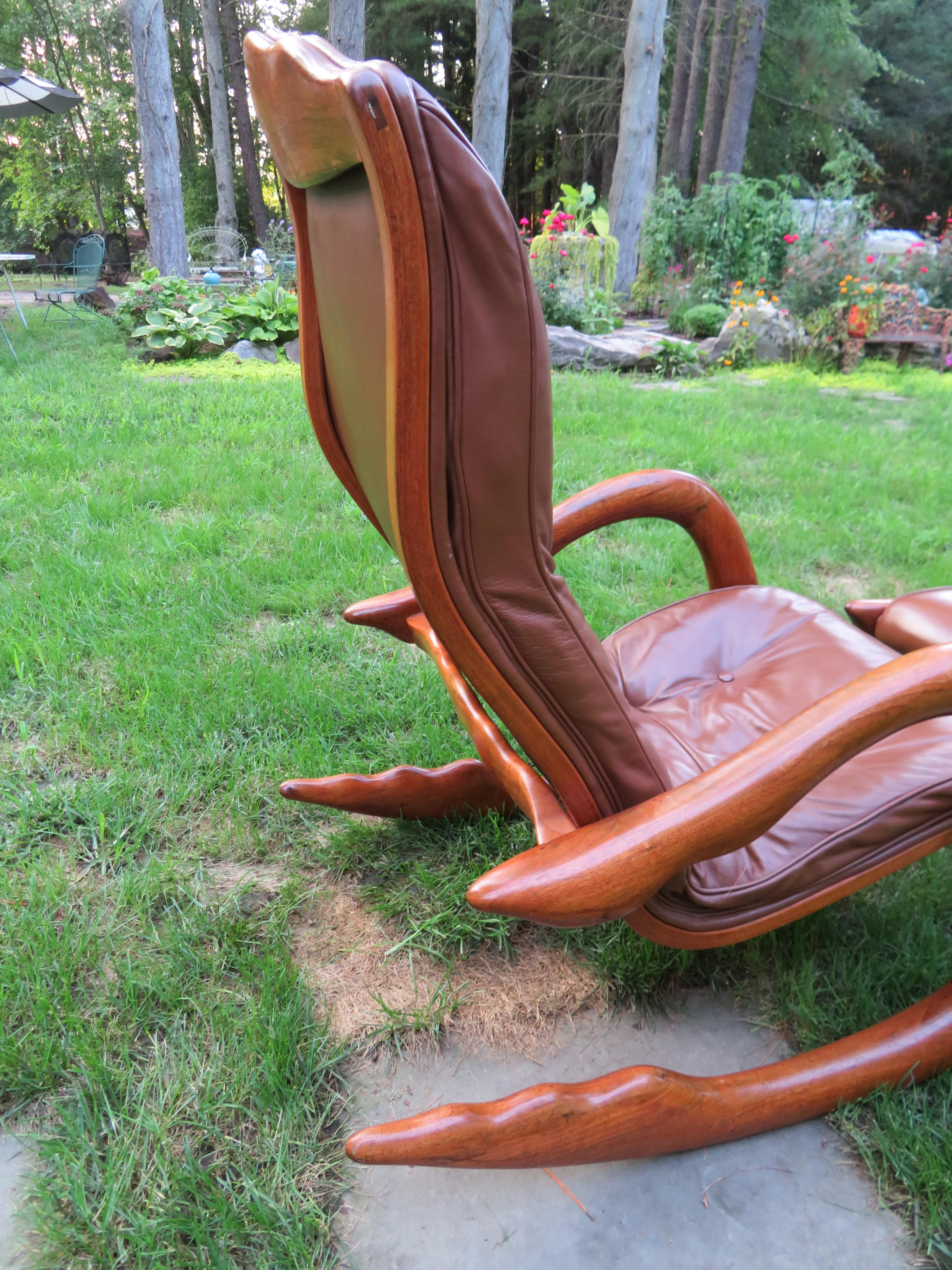 Late 20th Century Fantastic Organic Modern Bobby Falwell Rocker and Ottoman Mid-Century For Sale