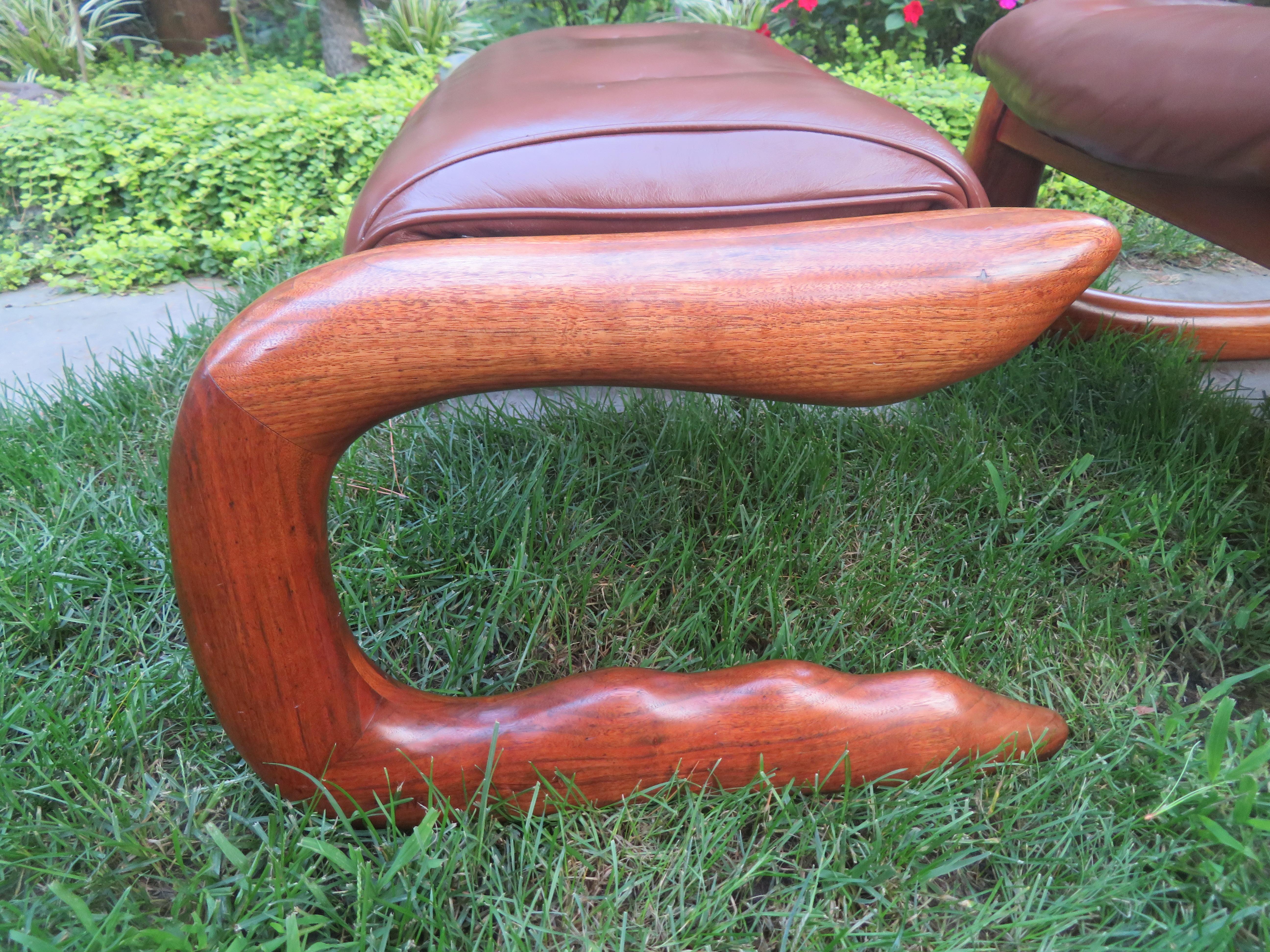 Wood Fantastic Organic Modern Bobby Falwell Rocker and Ottoman Mid-Century For Sale