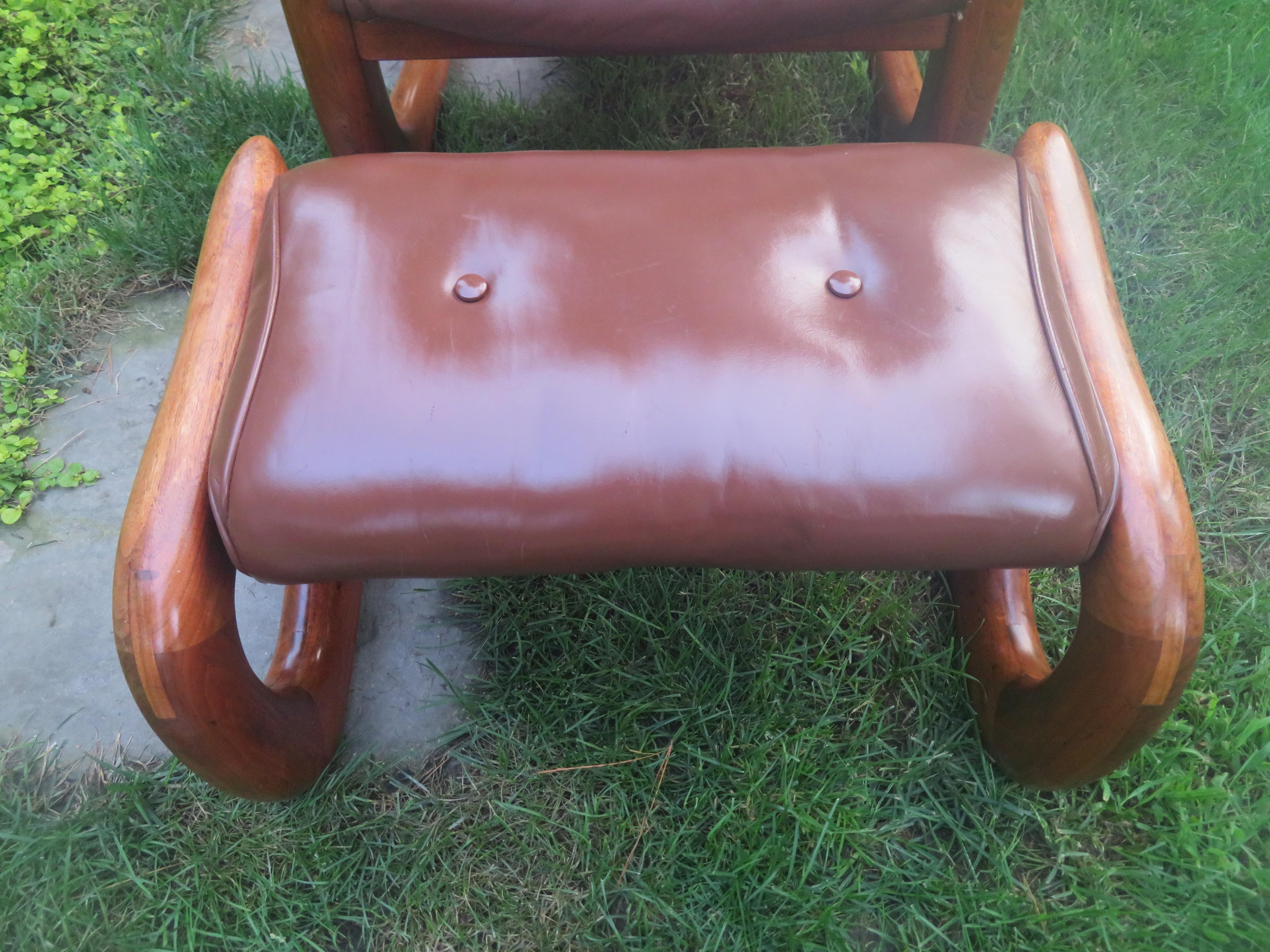 Fantástica mecedora y otomana Bobby Falwell Organic Modern Mid-Century en venta 5