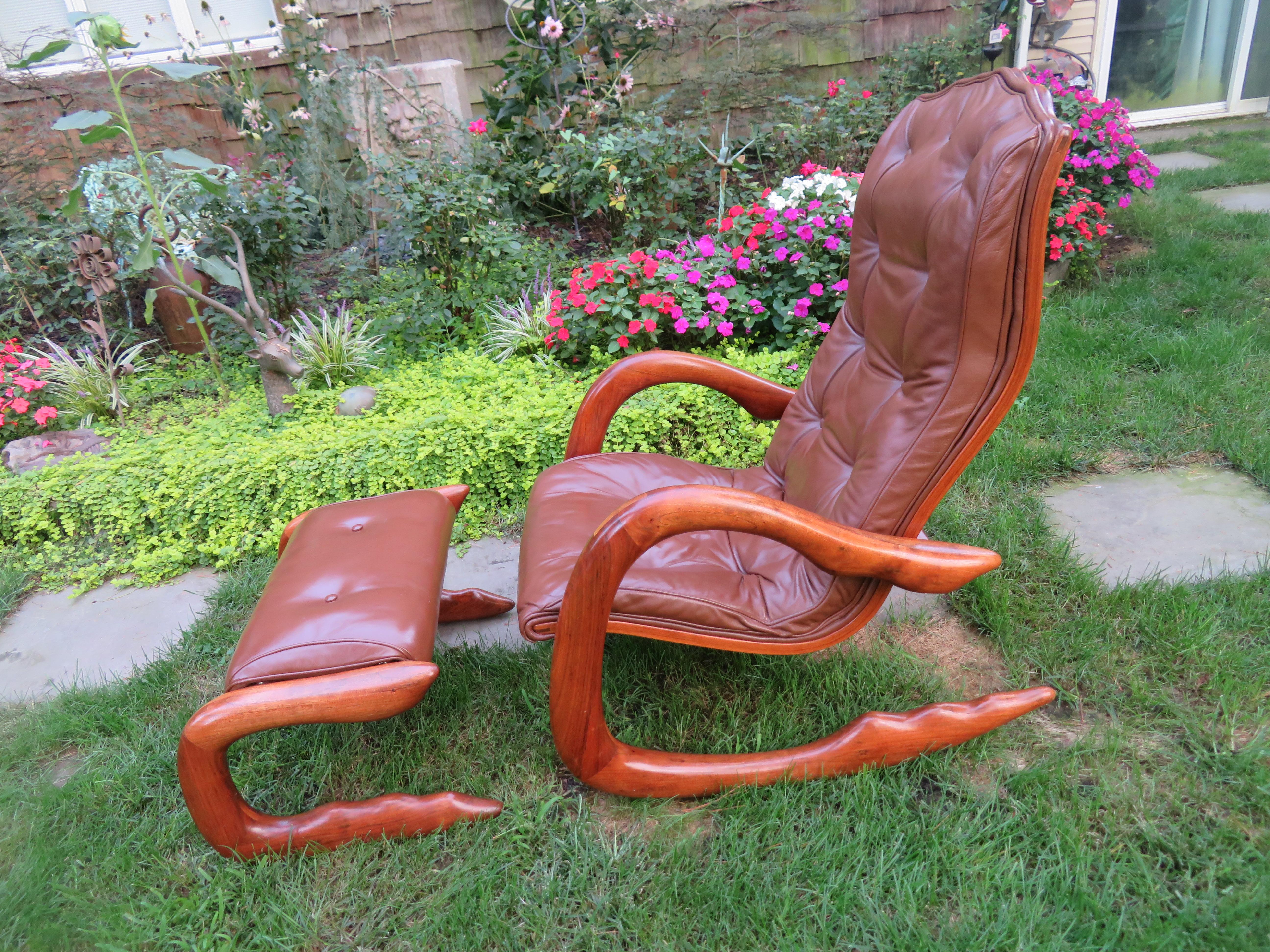 Fantastic Organic Modern Bobby Falwell Rocker and Ottoman Mid-Century For Sale 5