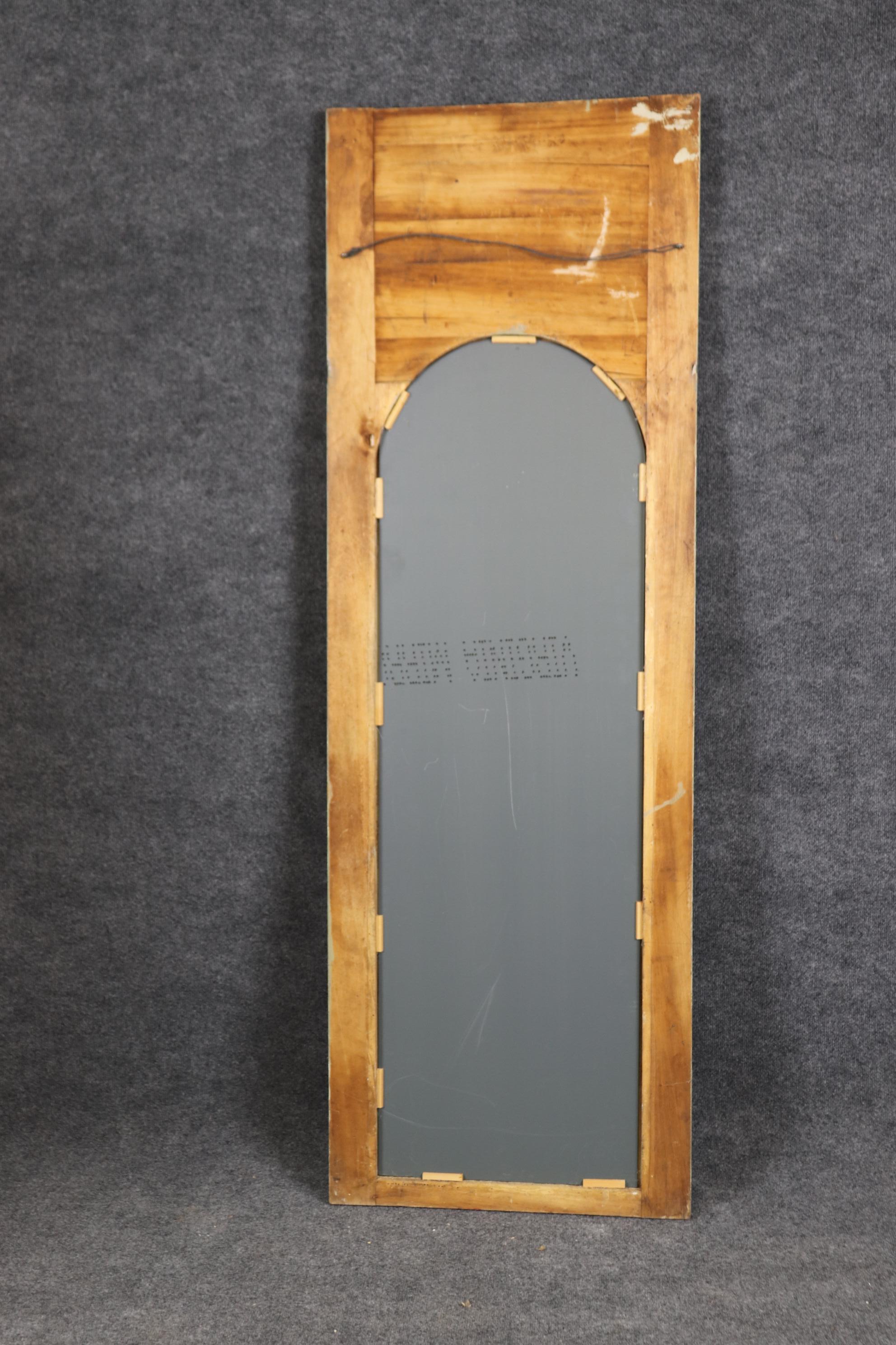 Fantastic Original Gray Painted Carved French Trumeau Wall Mirror 1870s Era For Sale 5