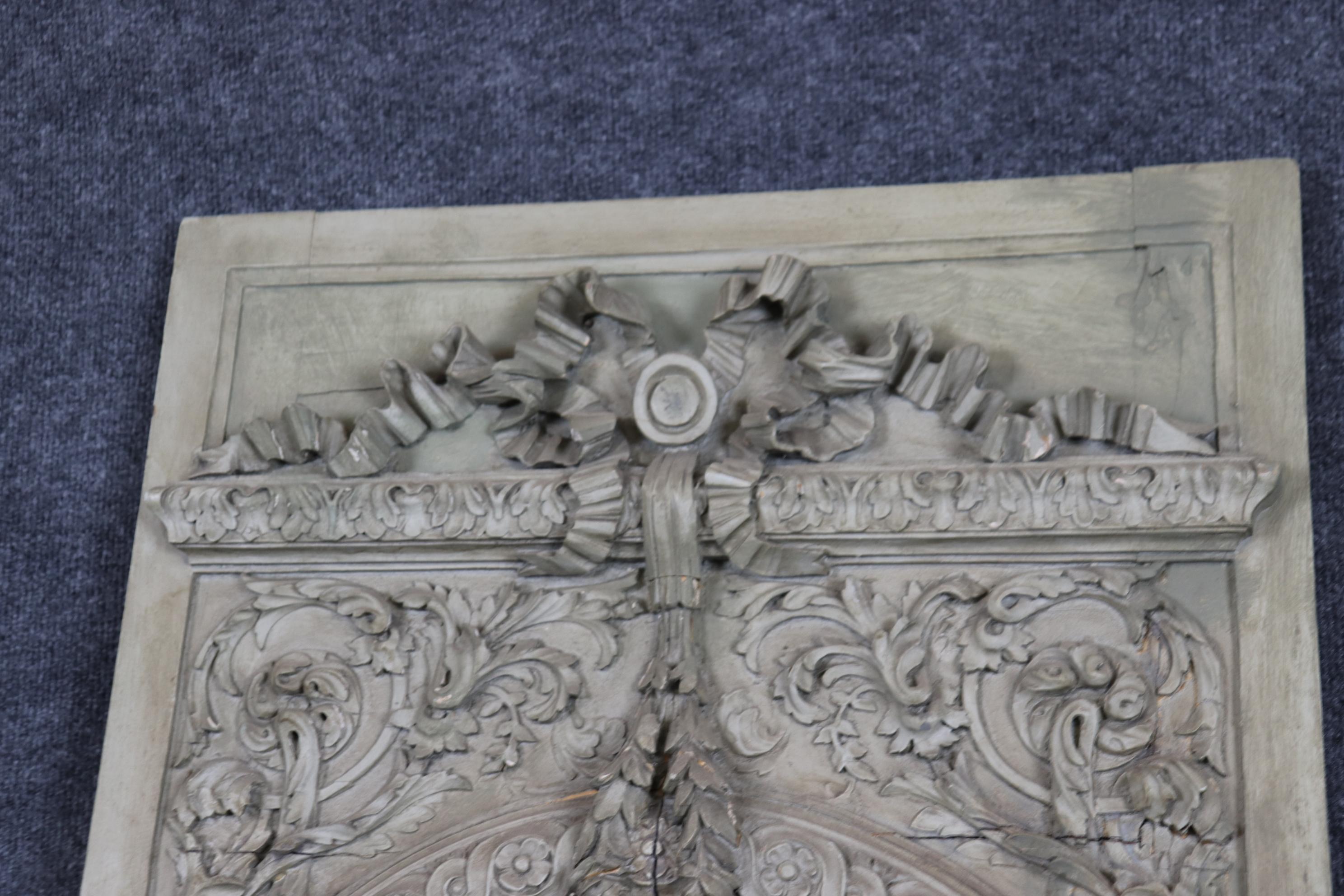 Late 19th Century Fantastic Original Gray Painted Carved French Trumeau Wall Mirror 1870s Era For Sale