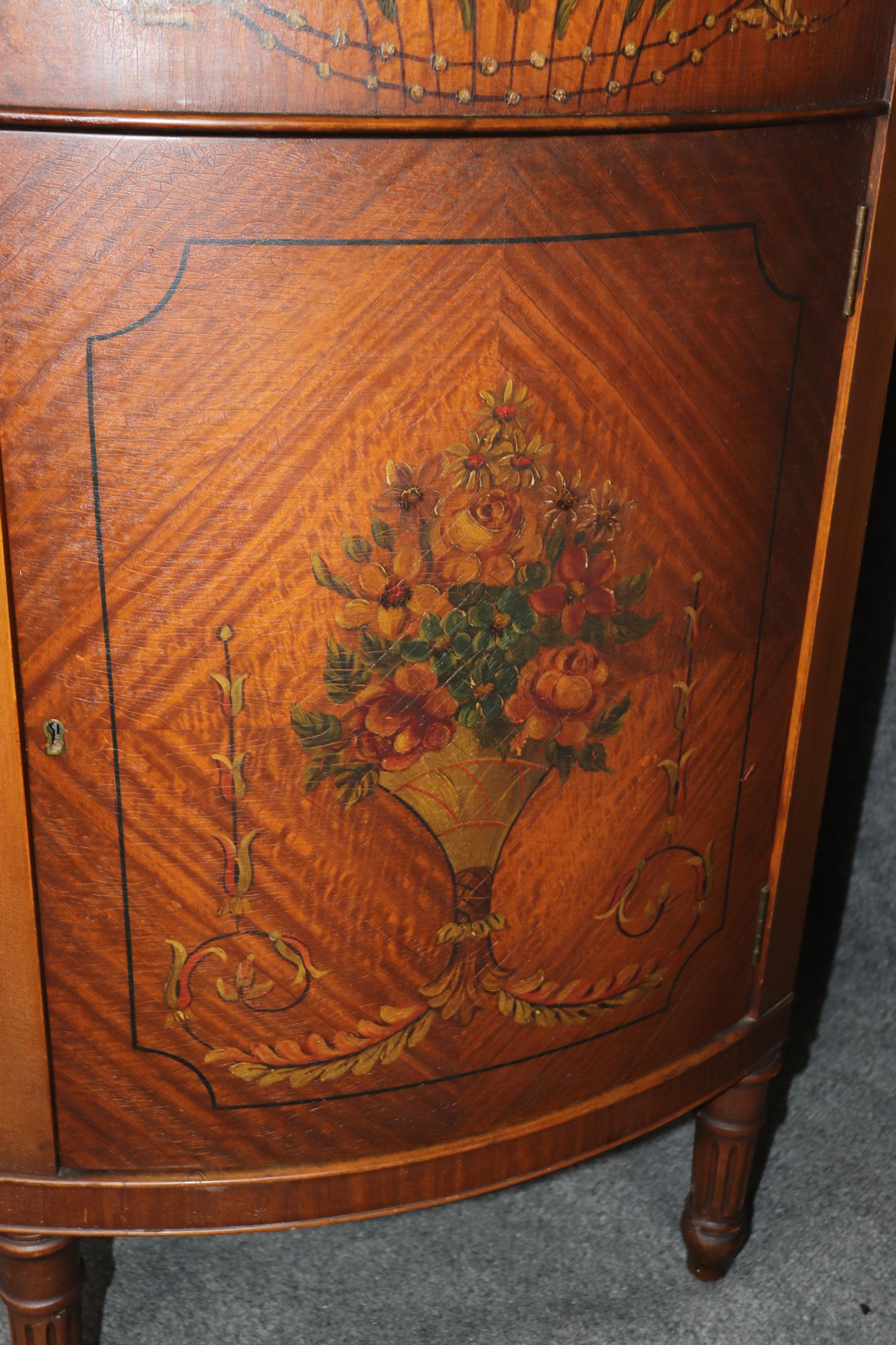 Fantastic Original Satinwood Adams Paint Decorated Demilune Commode Dresser For Sale 6