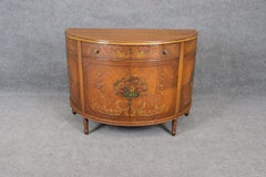 Fantastic Original Satinwood Adams Paint Decorated Demilune Commode Dresser