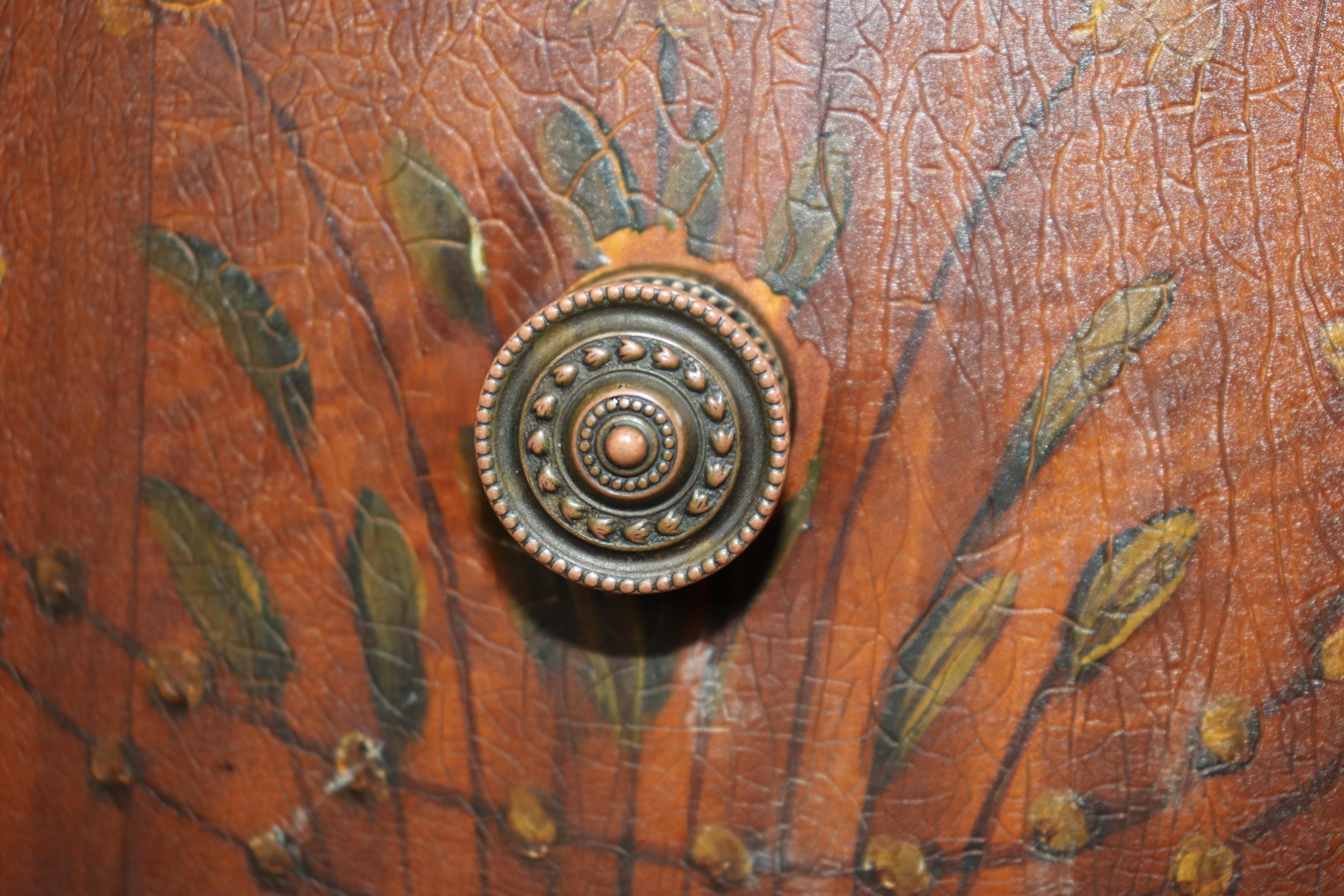 Fantastic Original Satinwood Adams Paint Decorated Demilune Commode Dresser For Sale 3