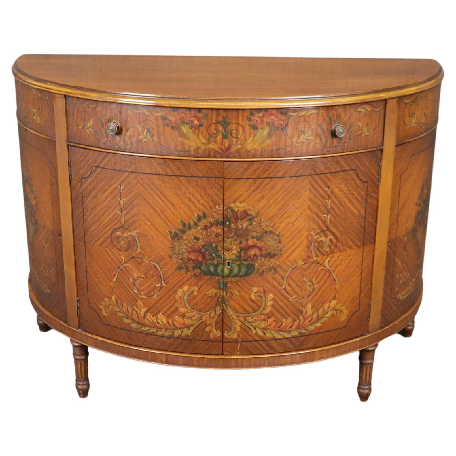 Fantastische Original Satinholz Adams Farbe Dekorierte Demilune Kommode