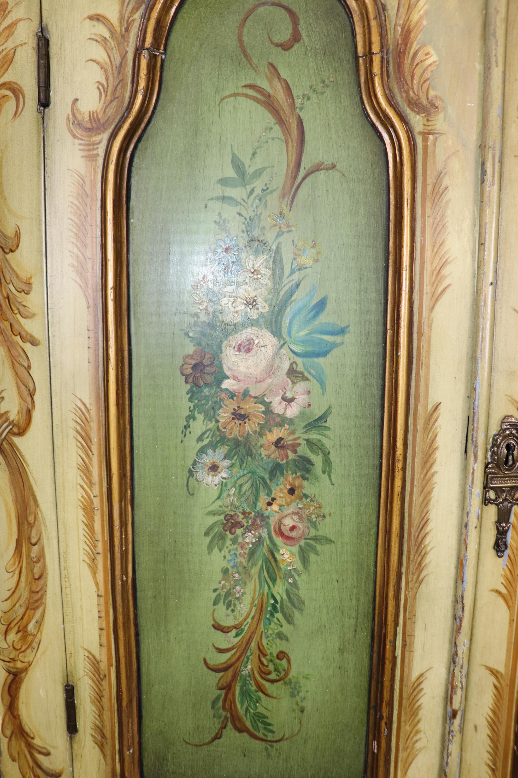 Walnut Fantastic Paint Decorated Faux Marble Interior Venetian Secretary Desk For Sale
