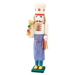 Used Fantastic Painted and Carved Wood Oversized Chef Nutcracker Figure
