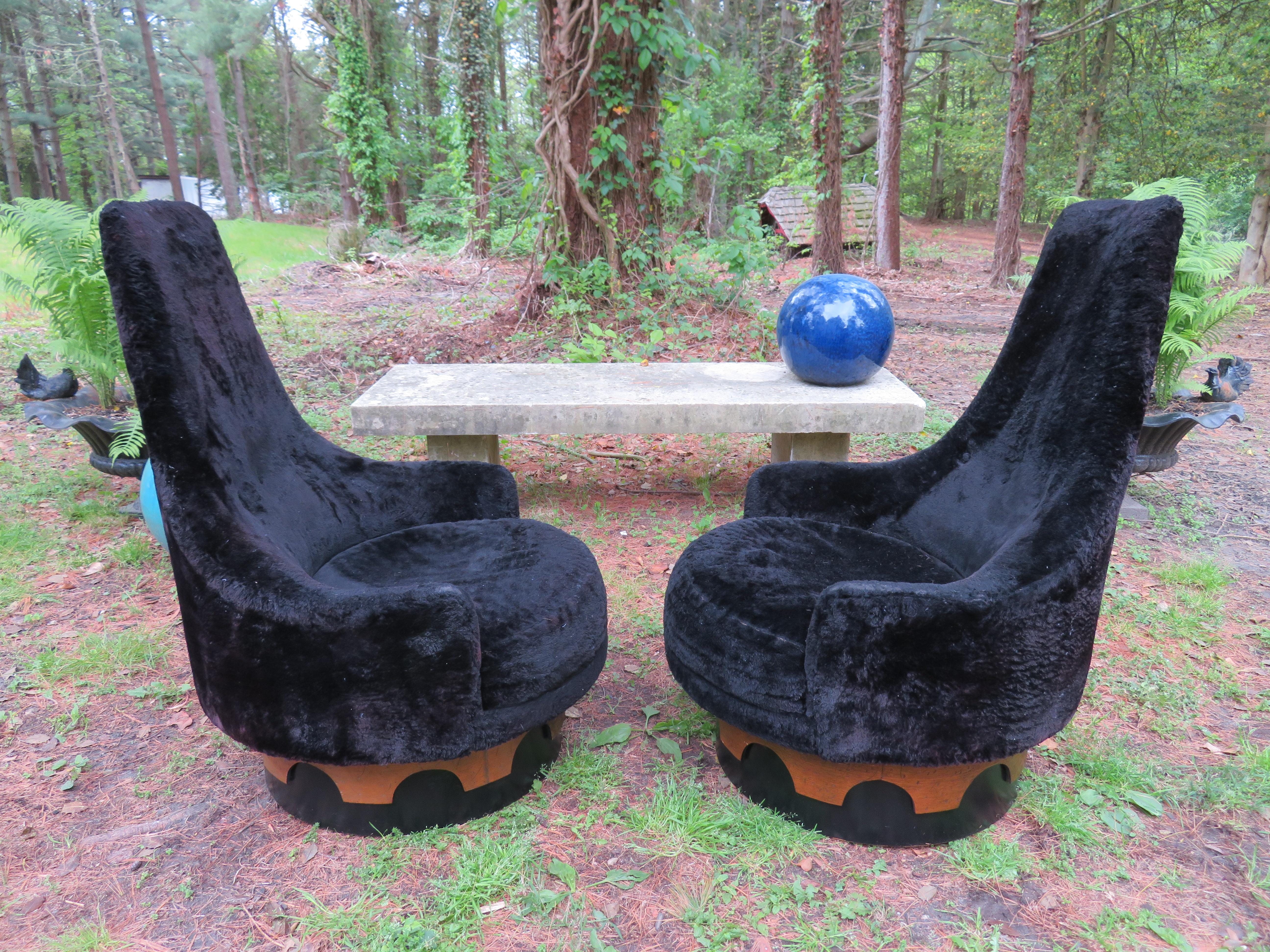 Fantastique paire de fauteuils de roi pivotants Adrian Pearsall à haut dossier, mi-siècle moderne en vente 3