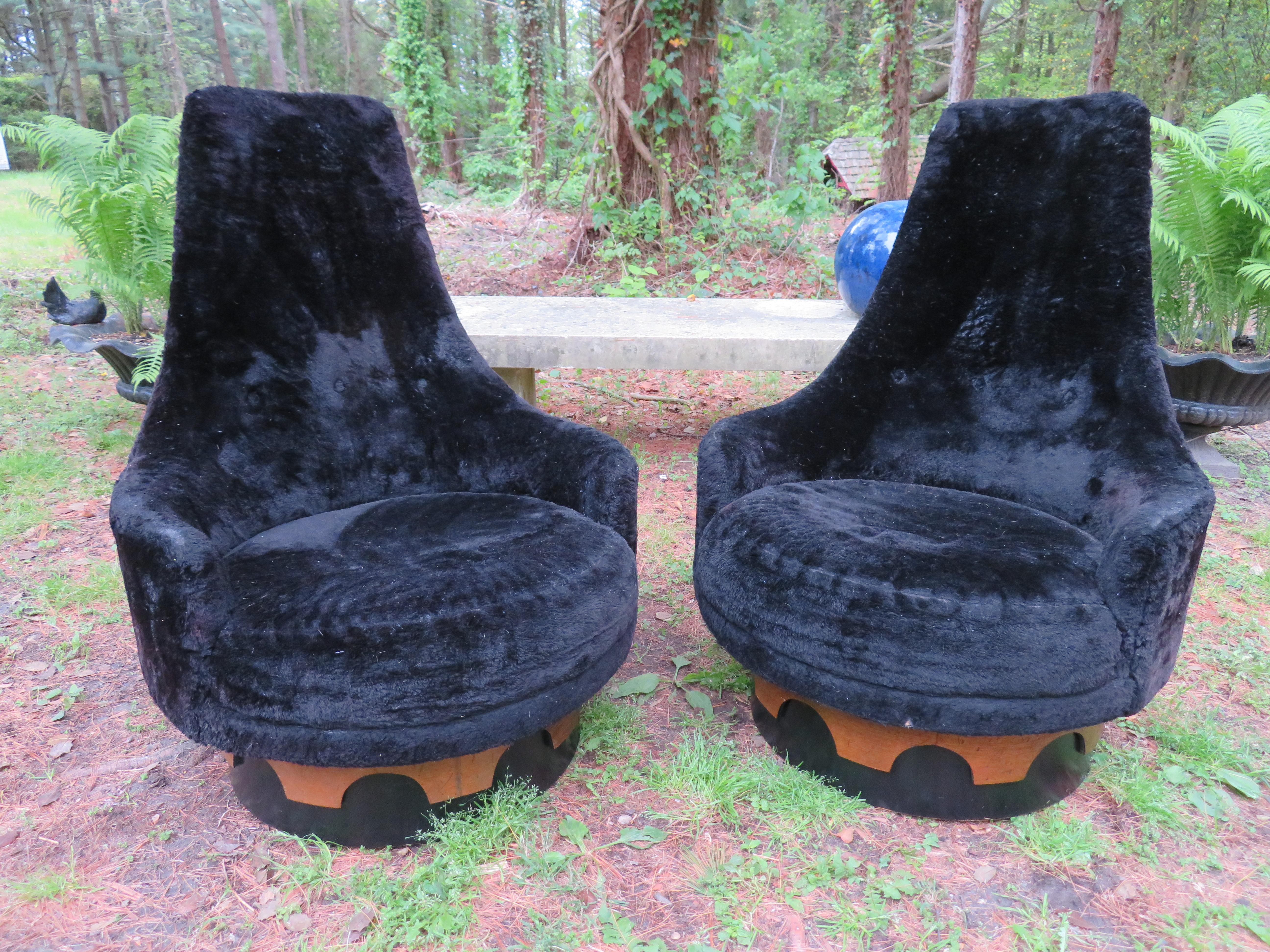 Fantastique paire de fauteuils de roi pivotants Adrian Pearsall à haut dossier, mi-siècle moderne en vente 4