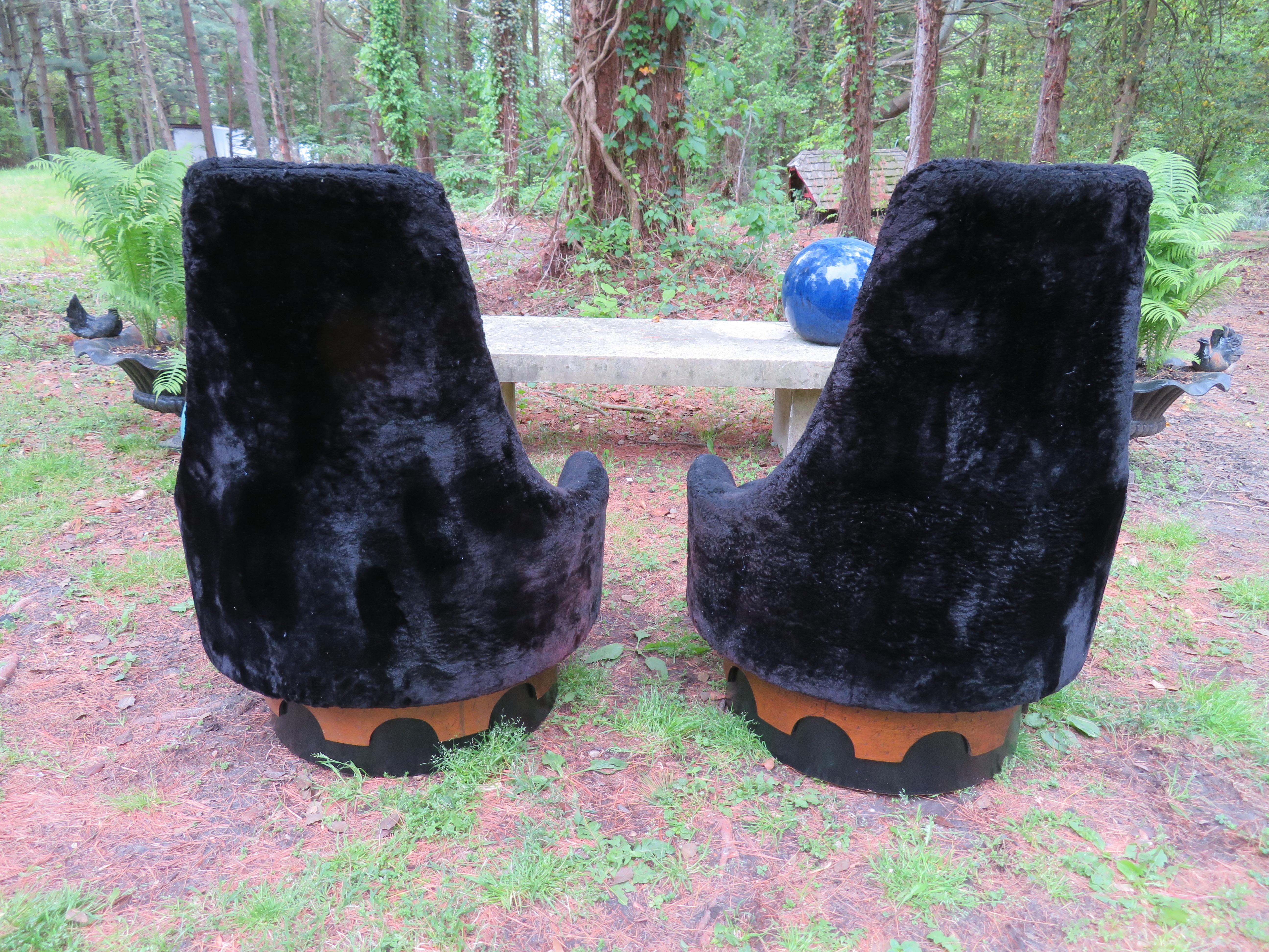 Américain Fantastique paire de fauteuils de roi pivotants Adrian Pearsall à haut dossier, mi-siècle moderne en vente