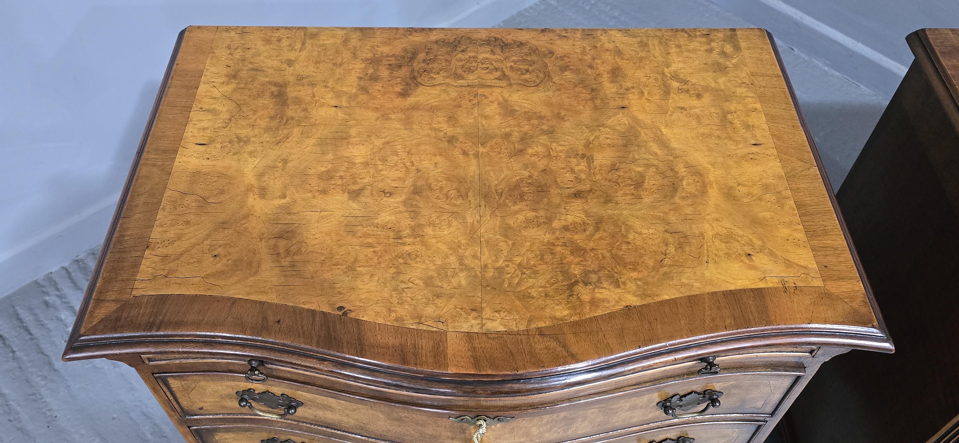 Veneer Fantastic Pair Burr Walnut Chests of Drawers For Sale