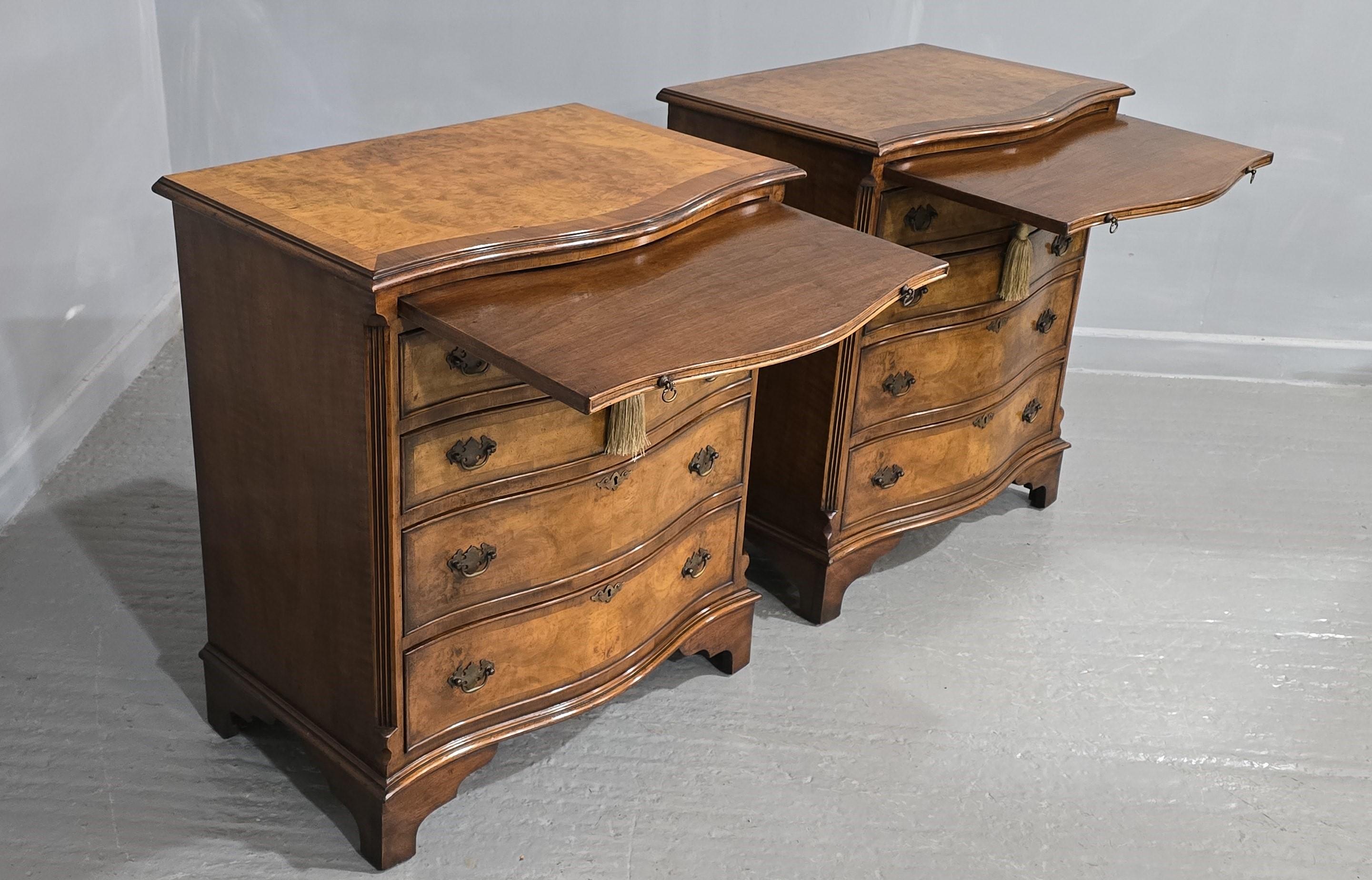 Burl Fantastic Pair Burr Walnut Chests of Drawers For Sale
