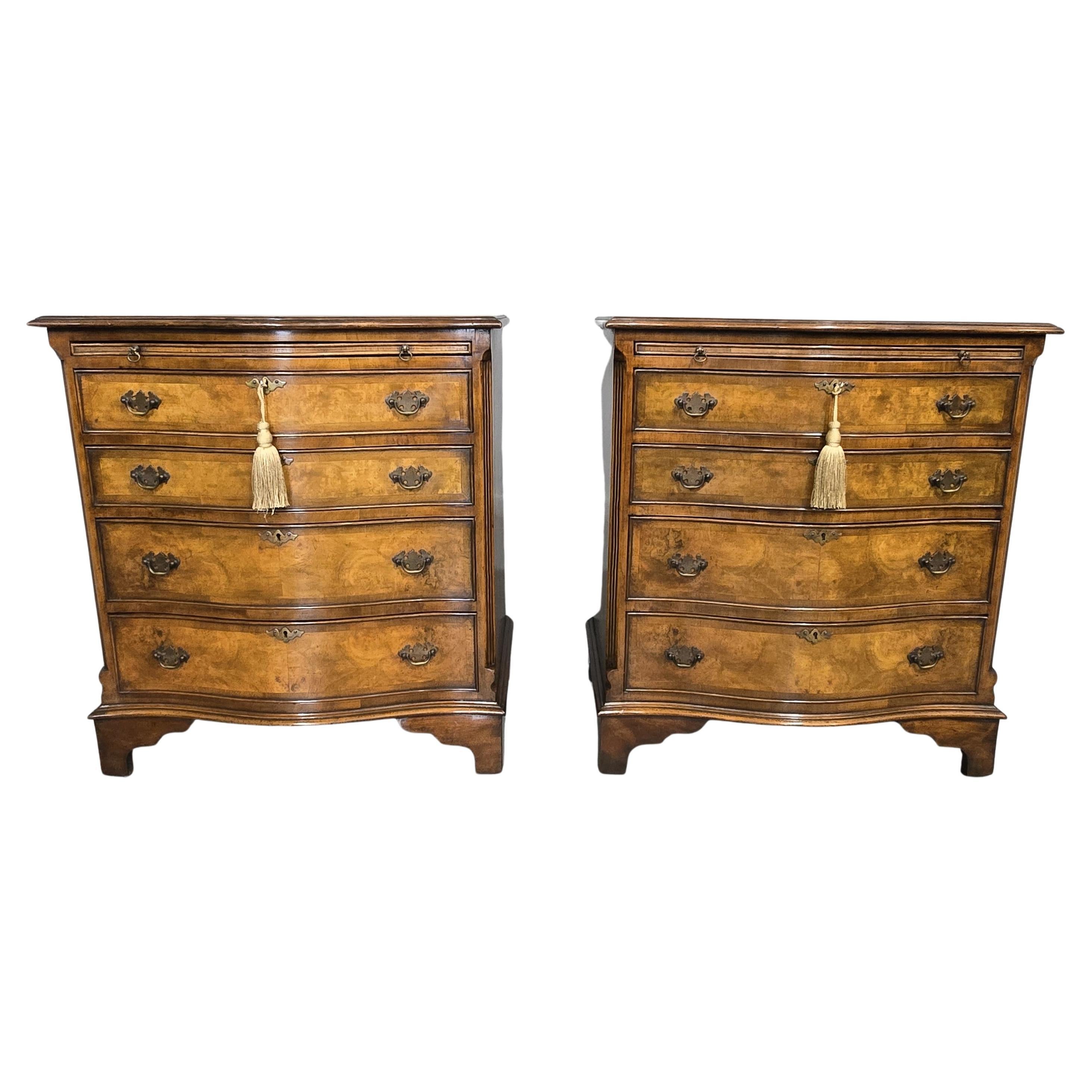 Fantastic Pair Burr Walnut Chests of Drawers For Sale
