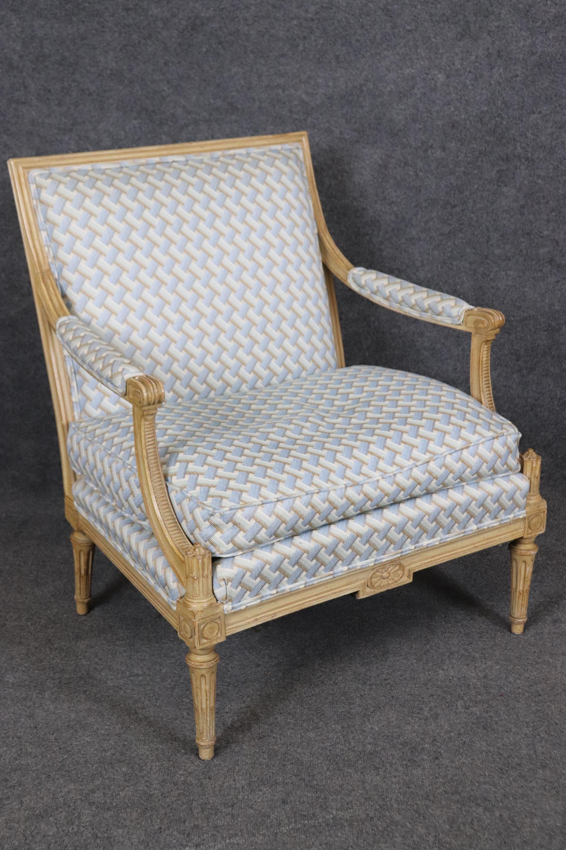Fantastic Pair Carved Beech Wood French Louis XVI Directoire Bergere Chairs For Sale 1
