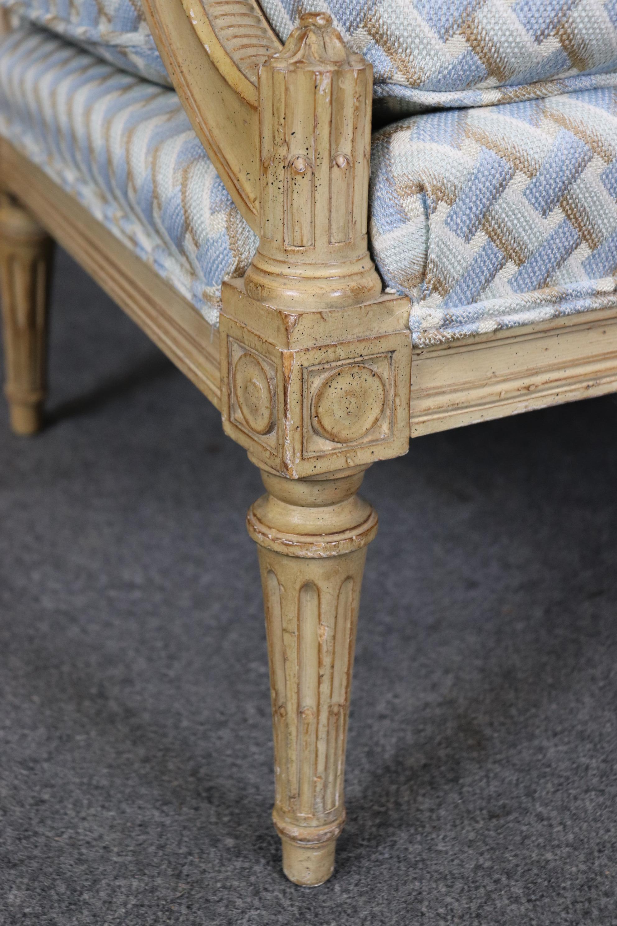 Fantastisches Paar geschnitzt Buche Holz Französisch Louis XVI Directoire Bergere Stühle im Angebot 1