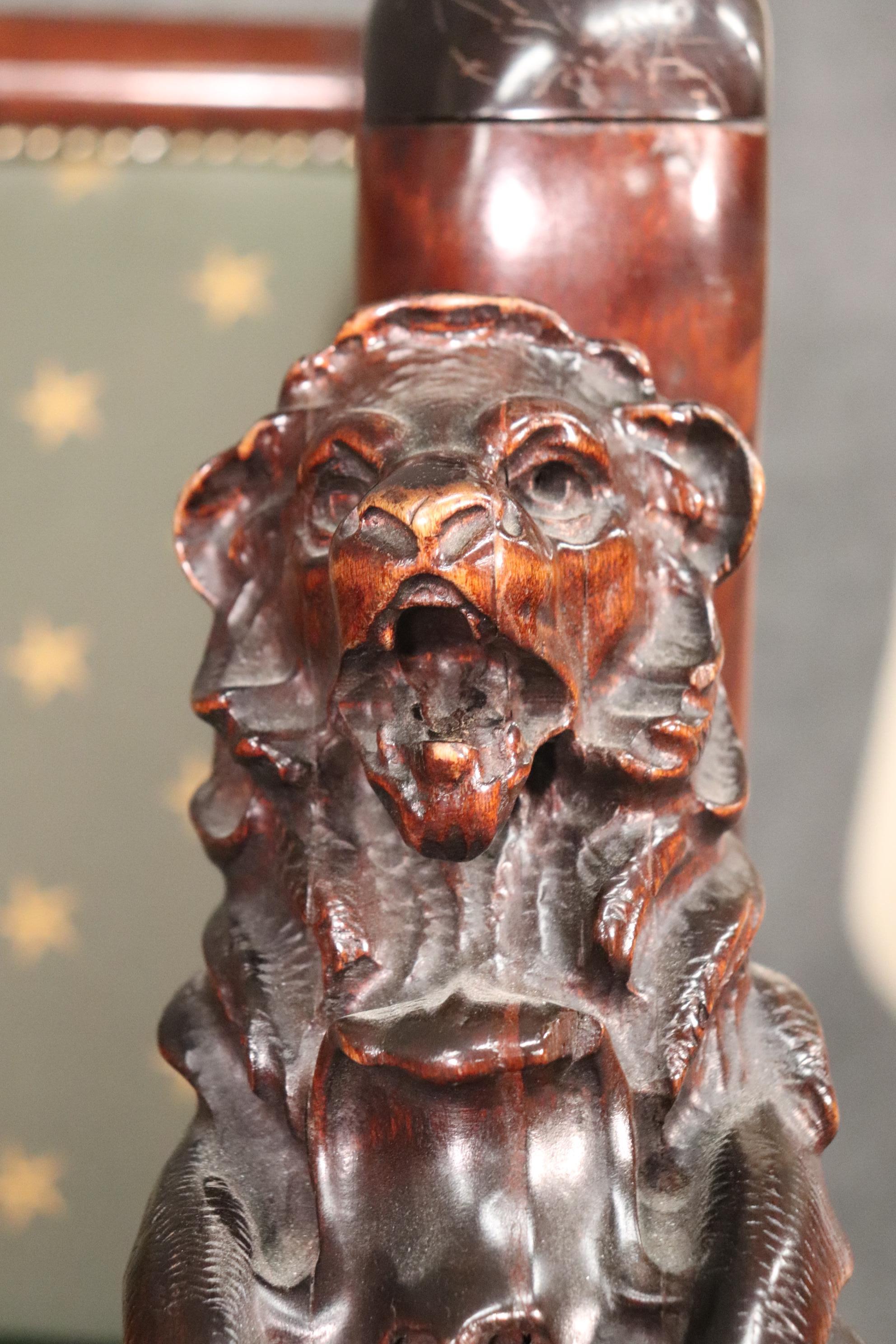 Fantastic Pair Carved Magogany Full Standing Lion French Empire Chairs 3
