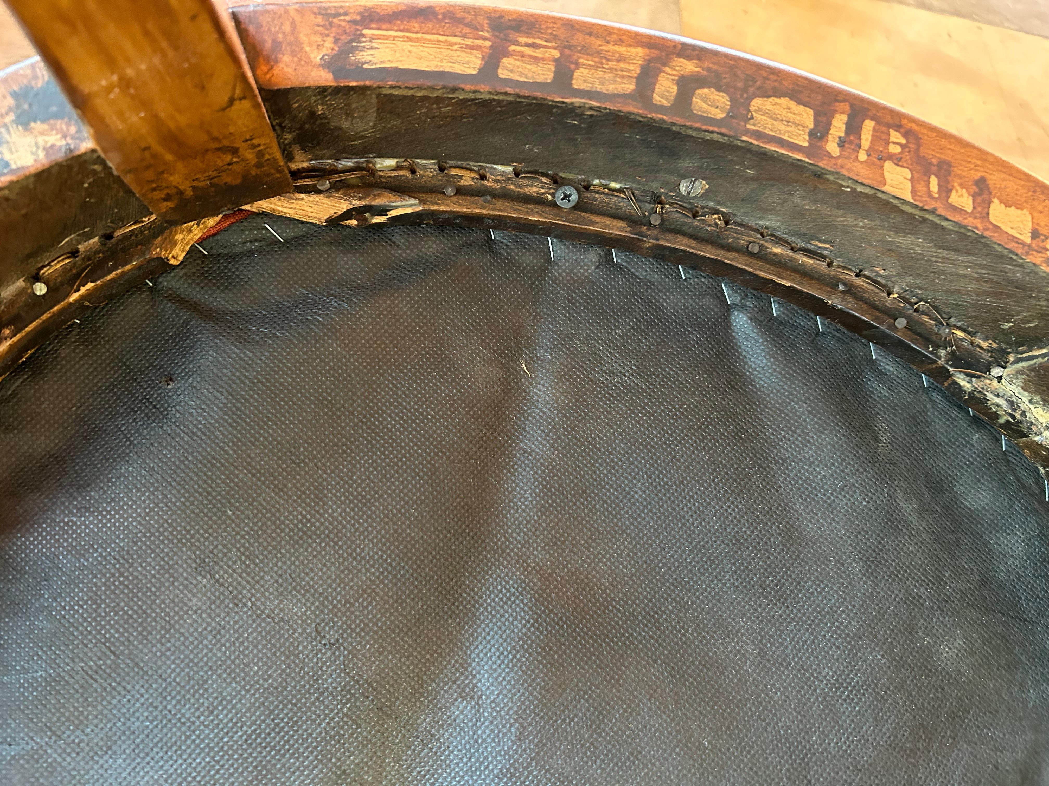 Fantastic Pair Hollywood Regency Caned Barrel Back Walnut Chairs Mid-century 14