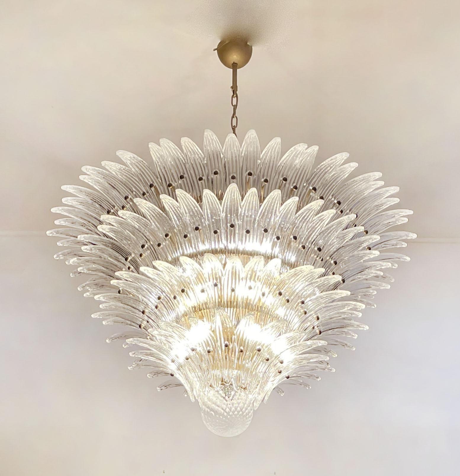 Late 20th Century Fantastic Pair Italian Chandelier Ceiling Lights, Murano 1980 For Sale