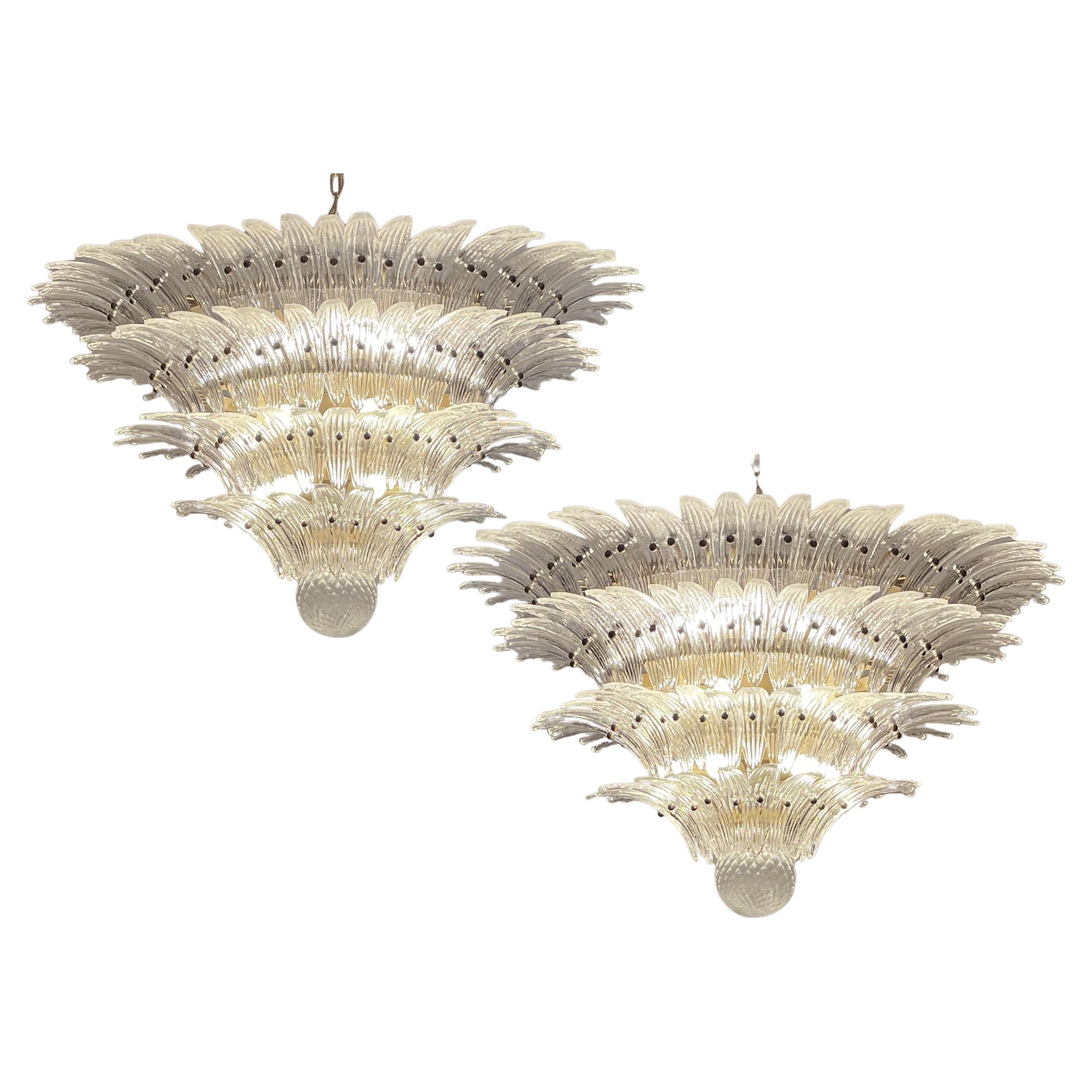 Fantastic Pair Italian Chandelier Ceiling Lights, Murano 1980 For Sale