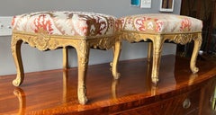 Fantastic Pair of 18th-19th Century Gold Gilt French Stools