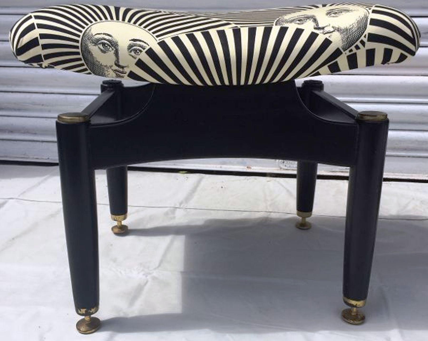 Mid-20th Century Fantastic Pair of 1950s Stools Upholstered with Vintage Fornasetti Fabrics