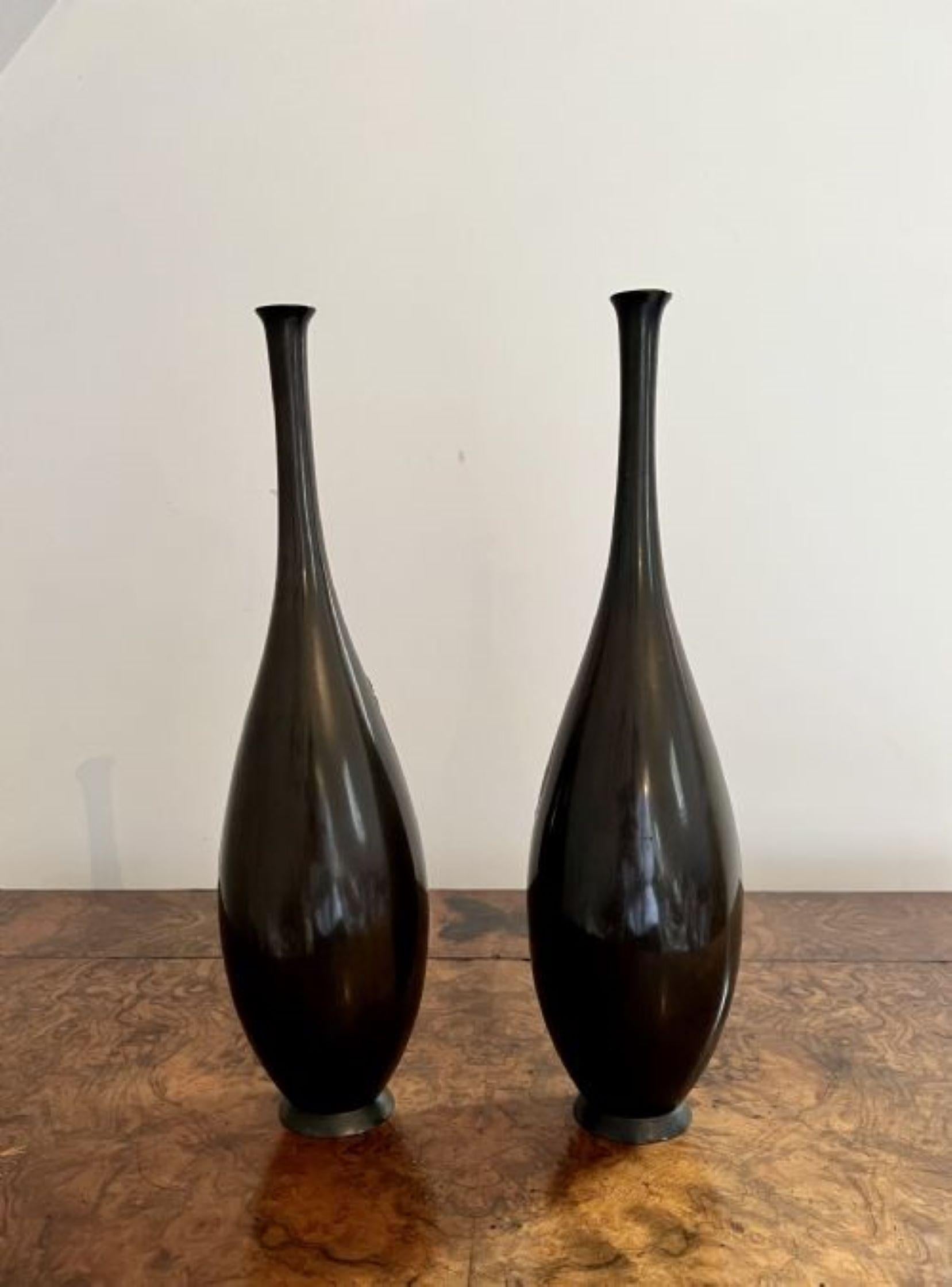 Fantastic pair Of Antique Japanese Bronze Vases Meiji Period In Good Condition In Ipswich, GB