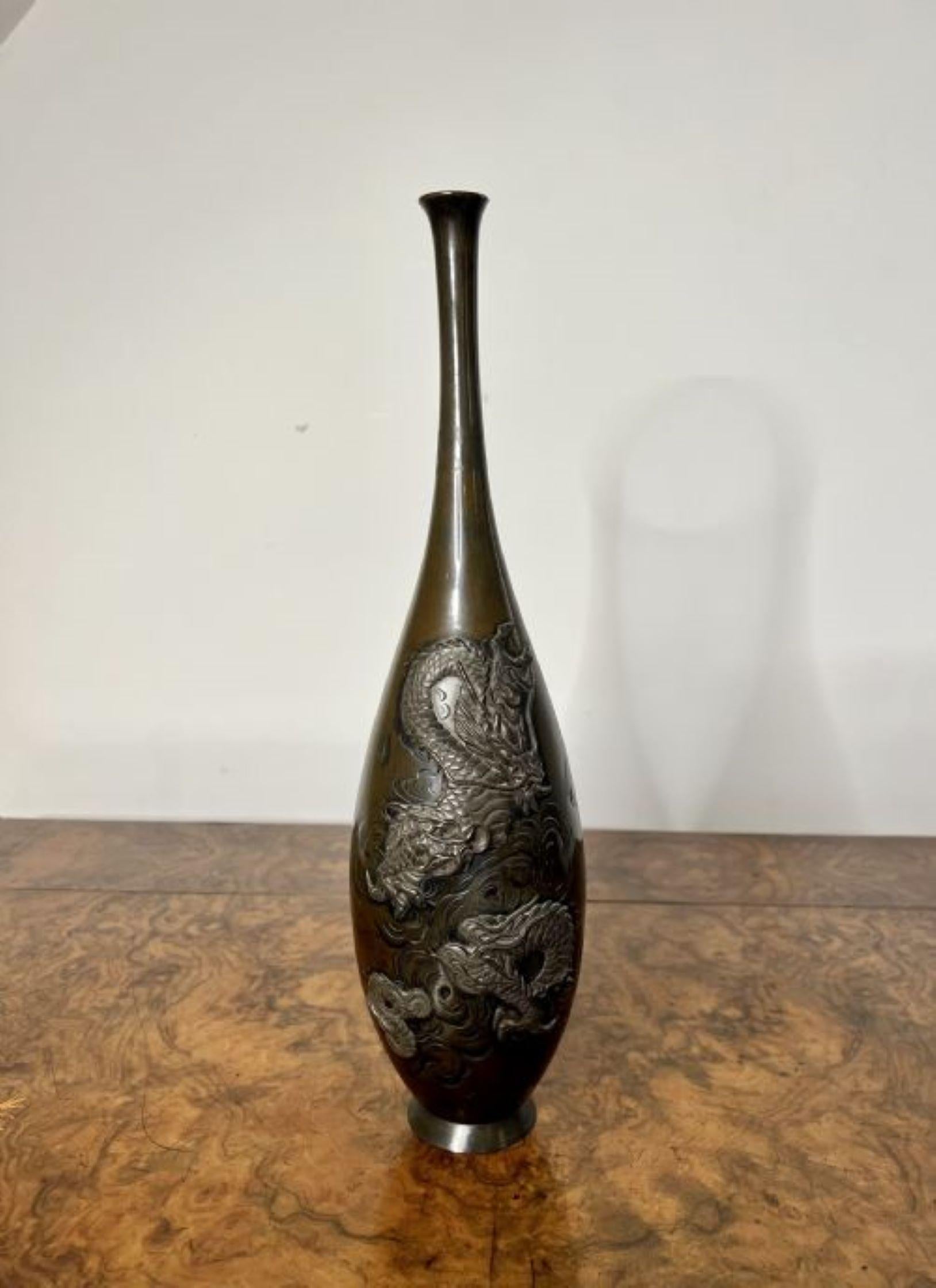 Ceramic Fantastic pair Of Antique Japanese Bronze Vases Meiji Period