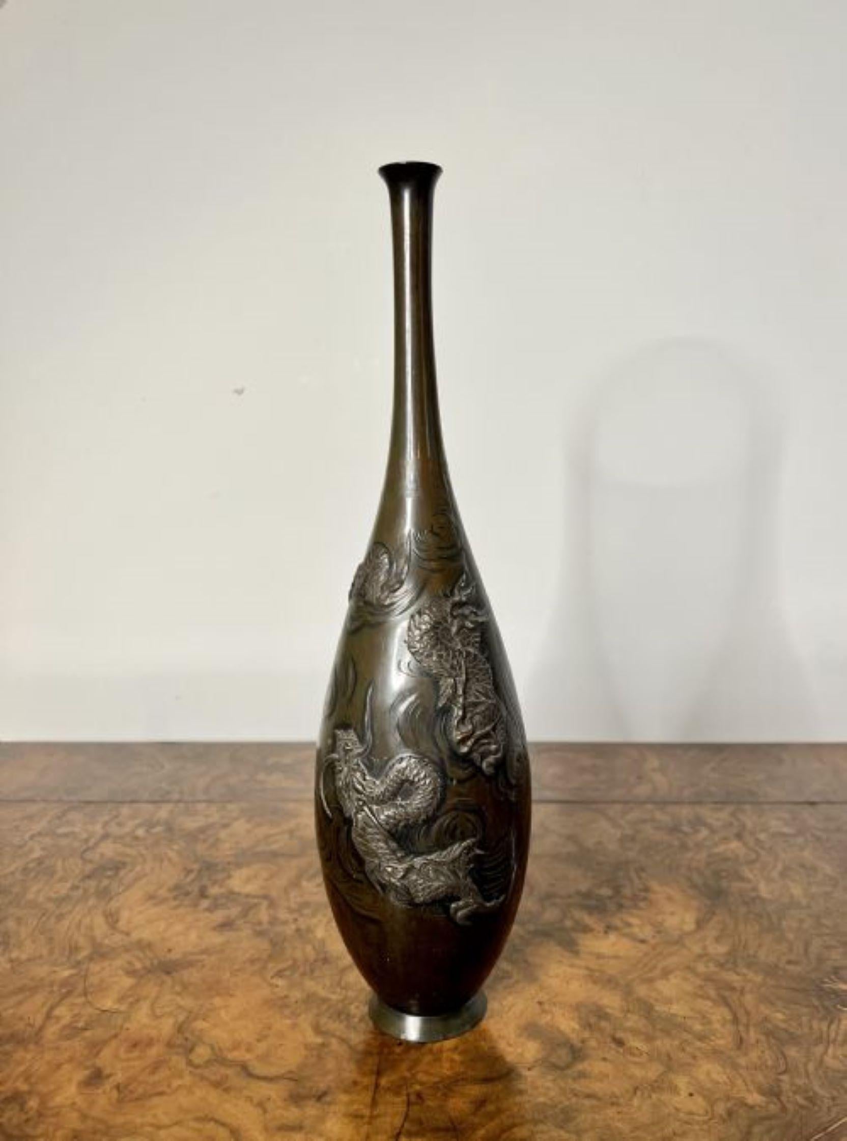 Fantastic pair Of Antique Japanese Bronze Vases Meiji Period 1