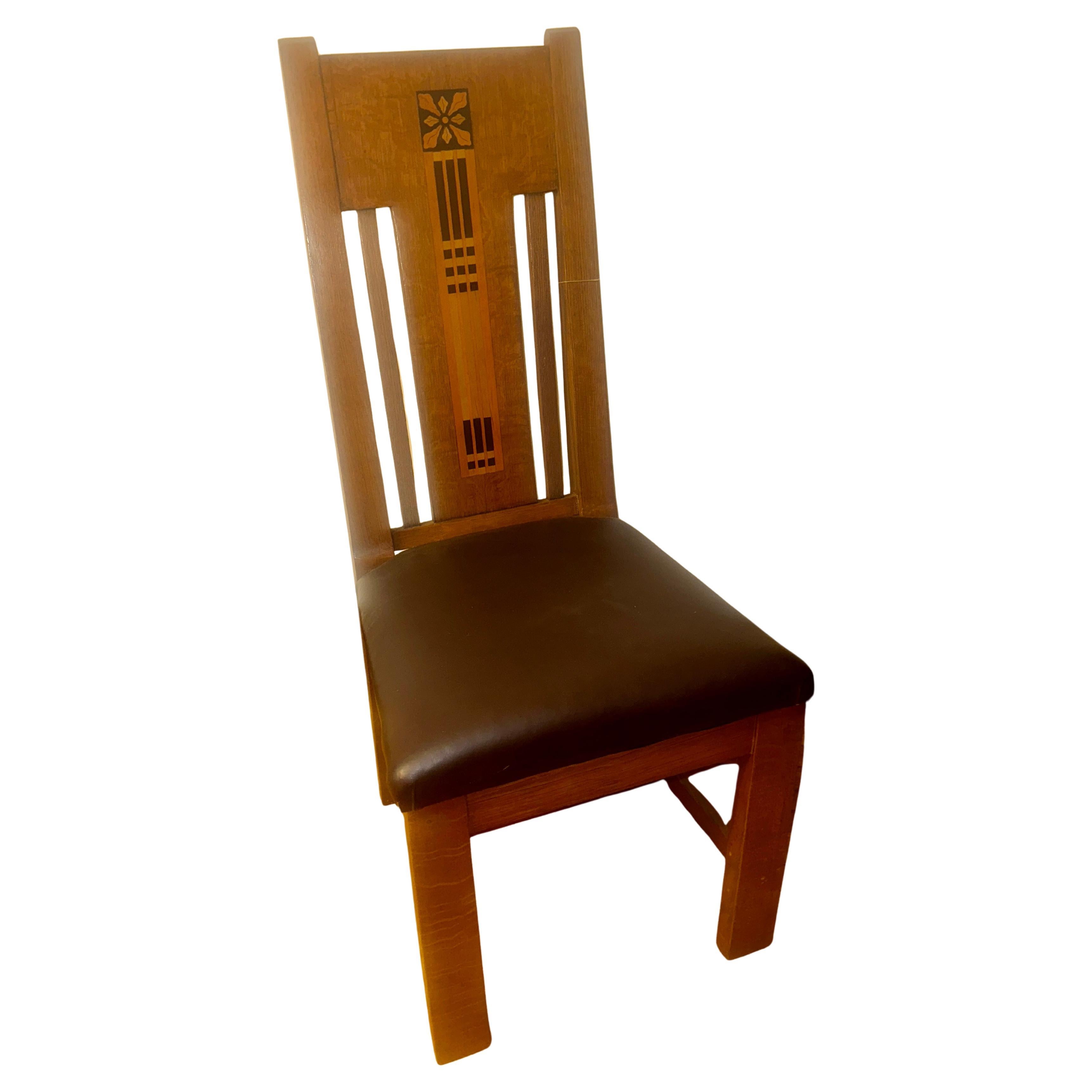 Fantastic PAIR of Antique " SUOP OF THE CRAFTER " Chairs with Inlay - W1429 For Sale